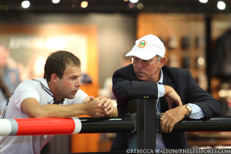 Hardin and Jack Towell contemplate a strategy during the Longines LA Masters