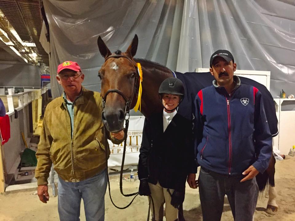 Grace Howard and Bethel's Peri with trainer Jack Towell and groom Alberto Ramirez