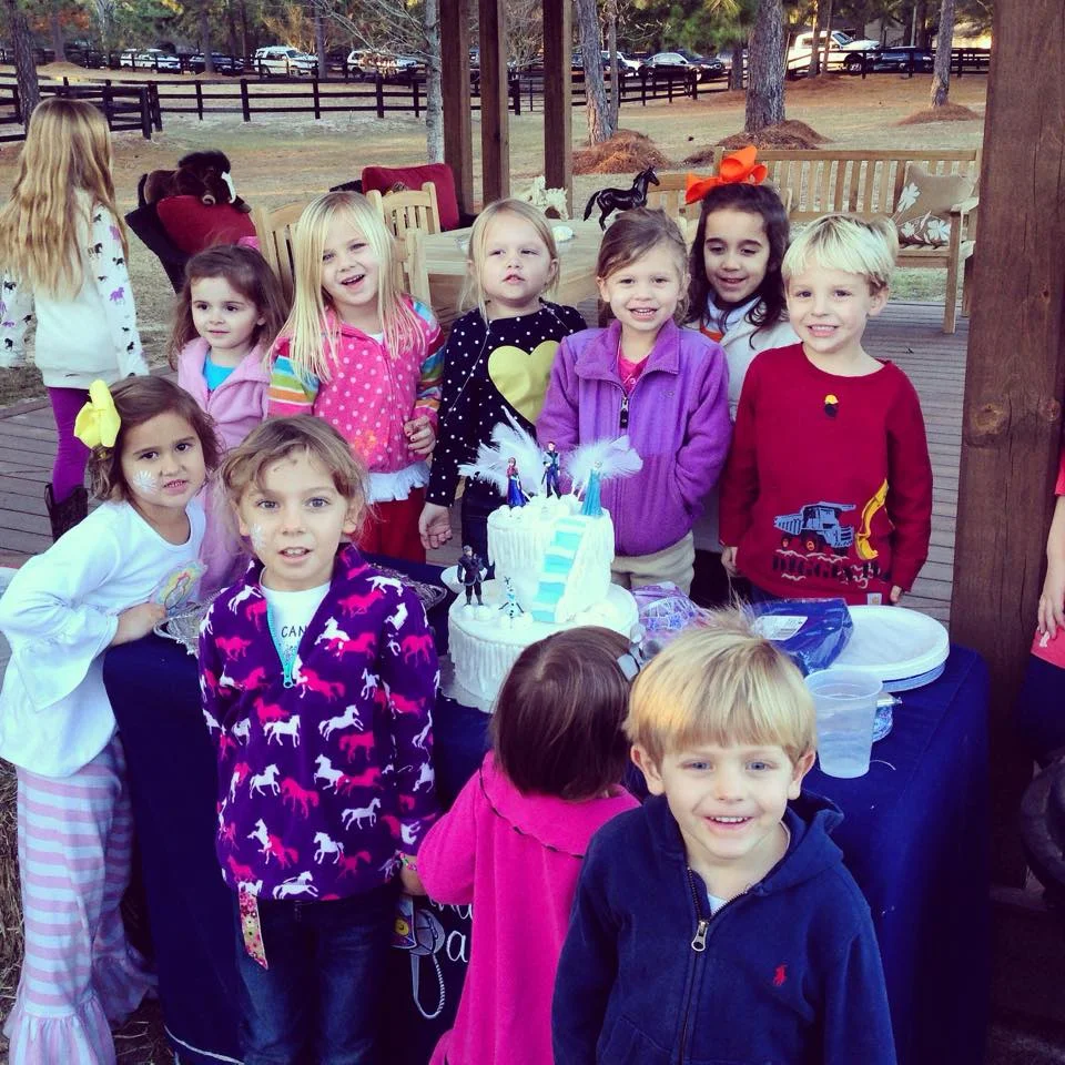 Elle Boyd, in purple, celebrates her fifth birthday at Finally Farm.