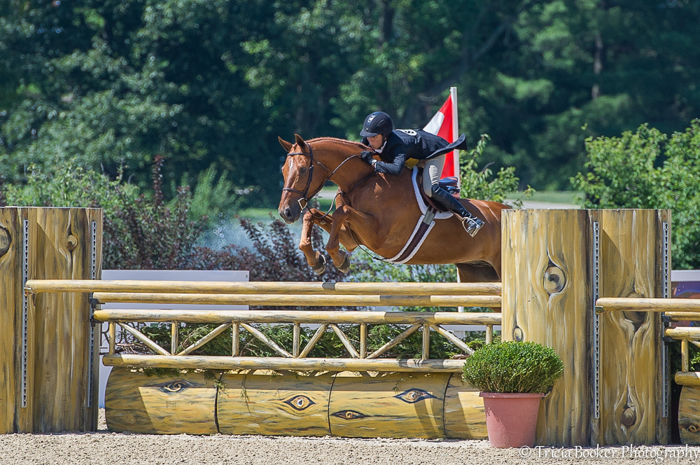 Liza Boyd and Brunello on their way to the 2014 USHJA International Hunter Derby Championship.