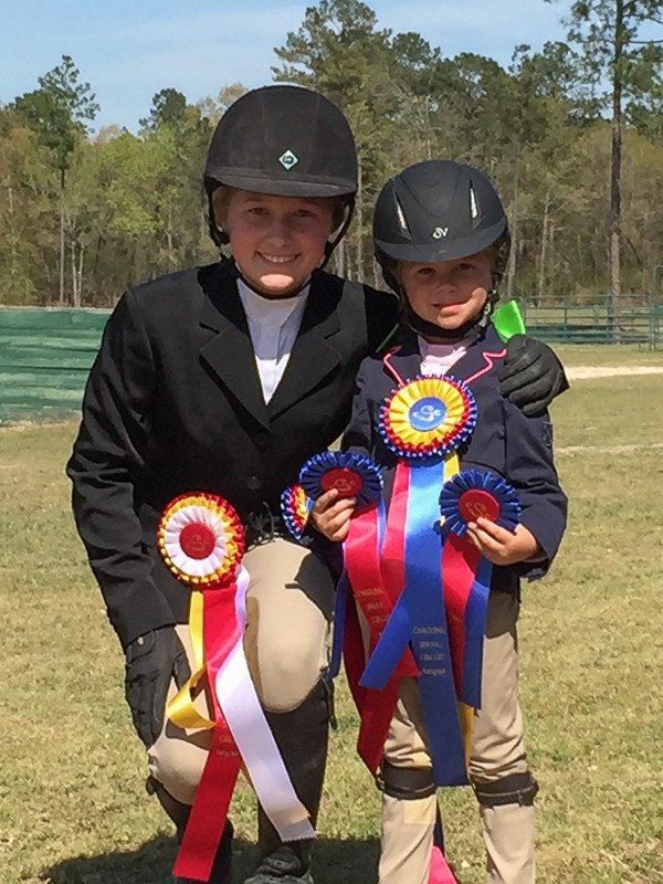 Maggie Hill and Elle Boyd with their ribbons from the Camden Spring Classic.