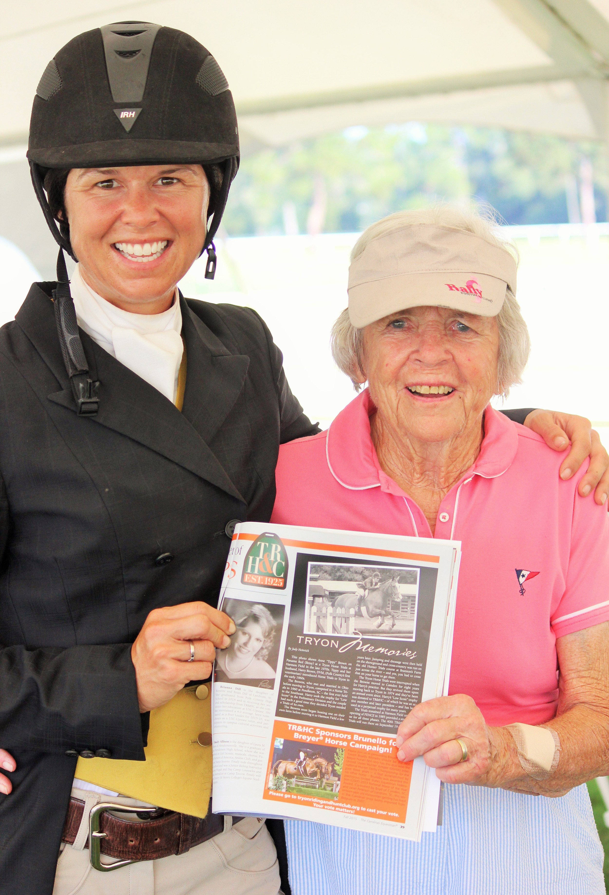 Liza Boyd and Janet Peterson with the Brunello Breyer campaign ad pictured in The Carolinas Horse. 