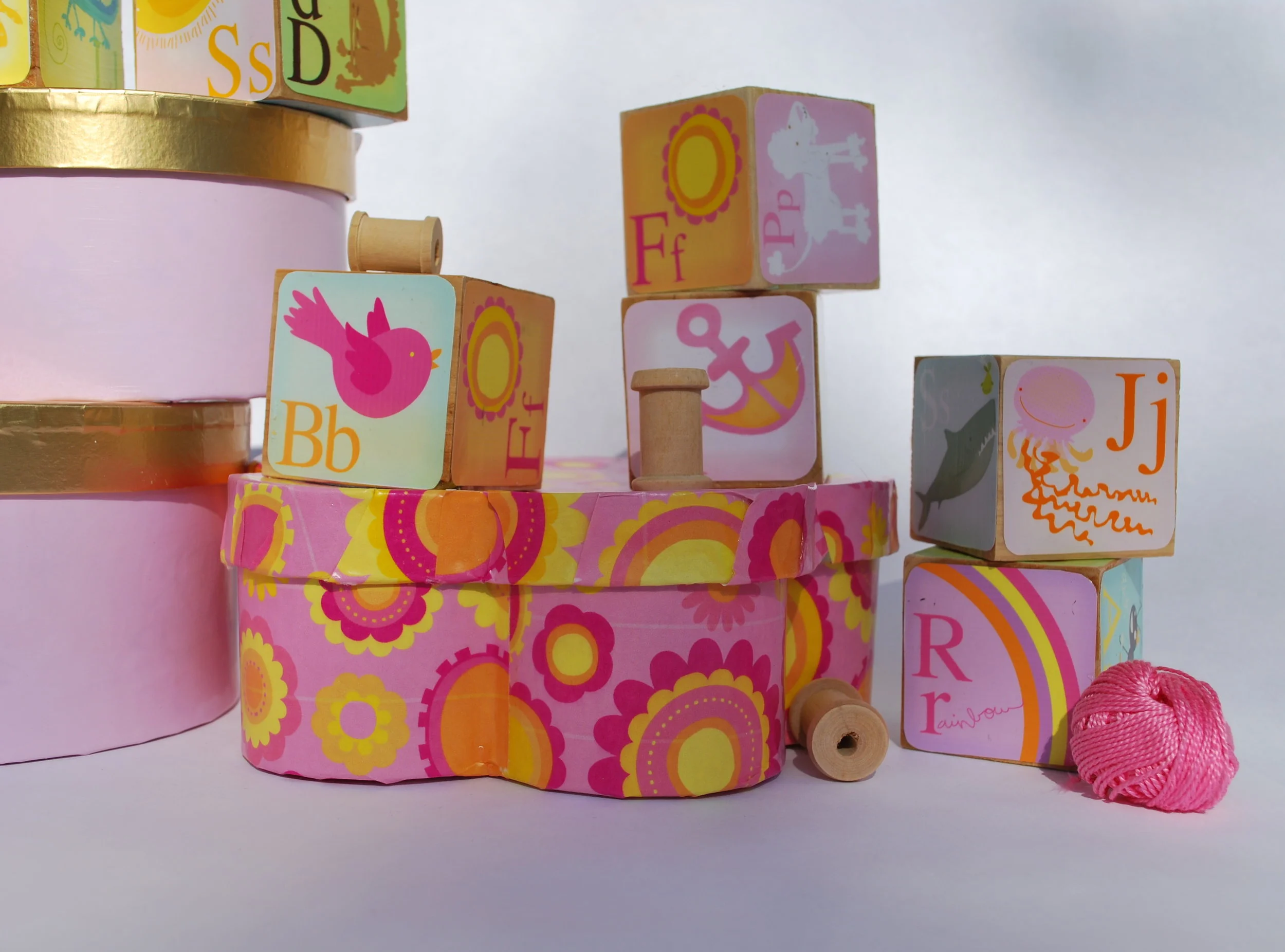 2 inch illustrated alphabet baby block