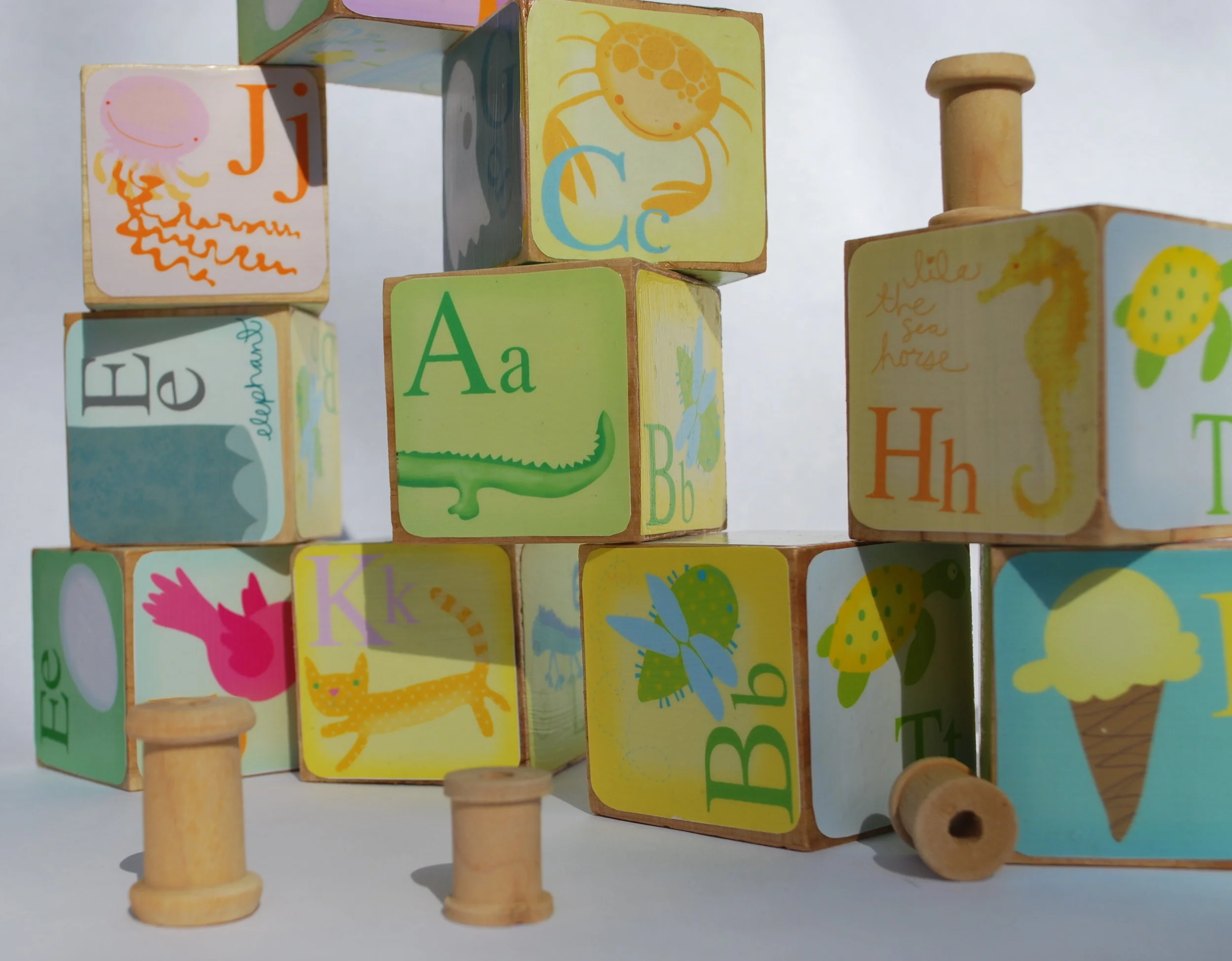 2 inch illustrated alphabet baby block