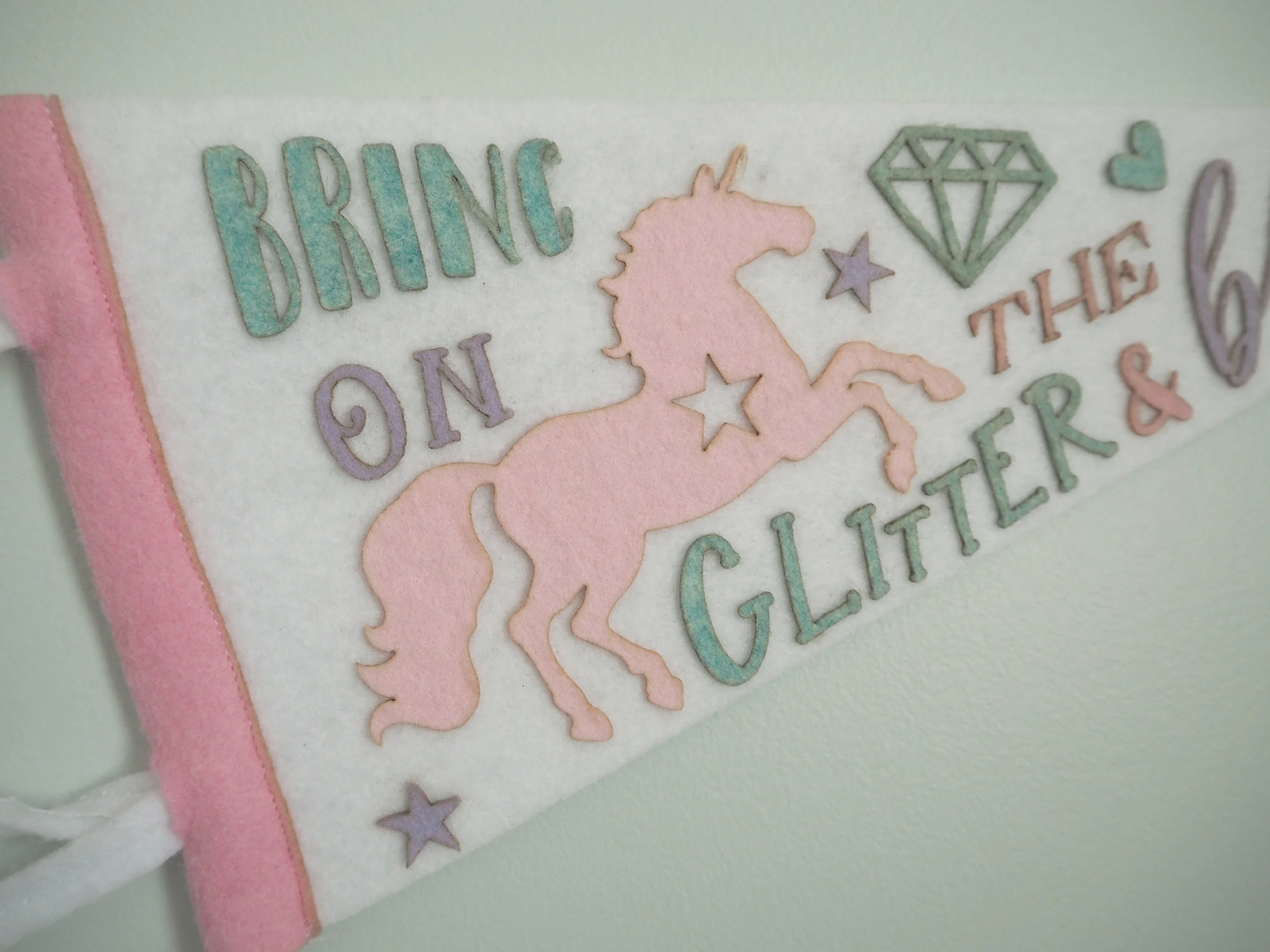 UNICORN FELT PENNANT BANNER • LARGE 16" | Nonna Illustration & Design