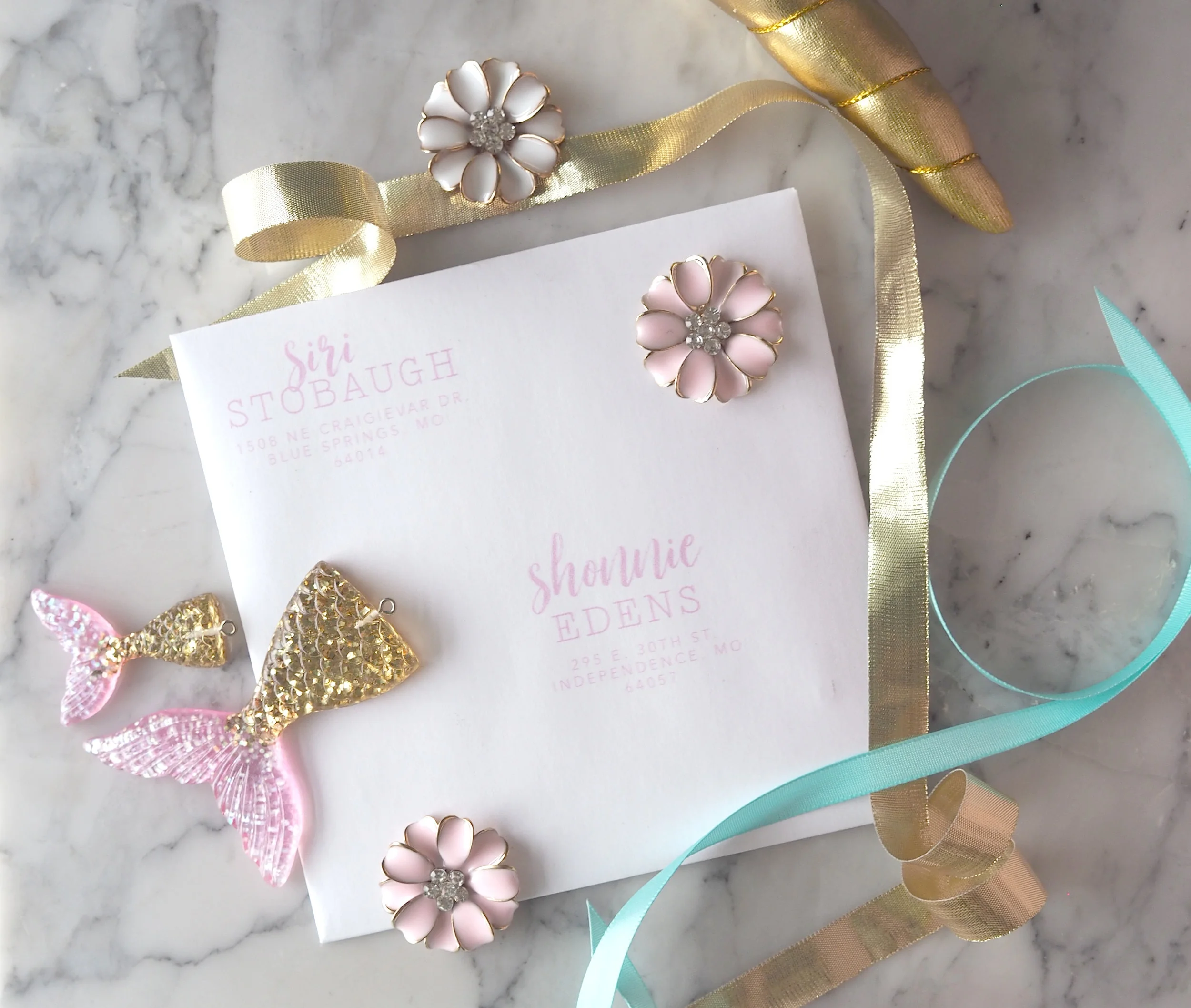 Addressed 5.5" White Square Envelopes