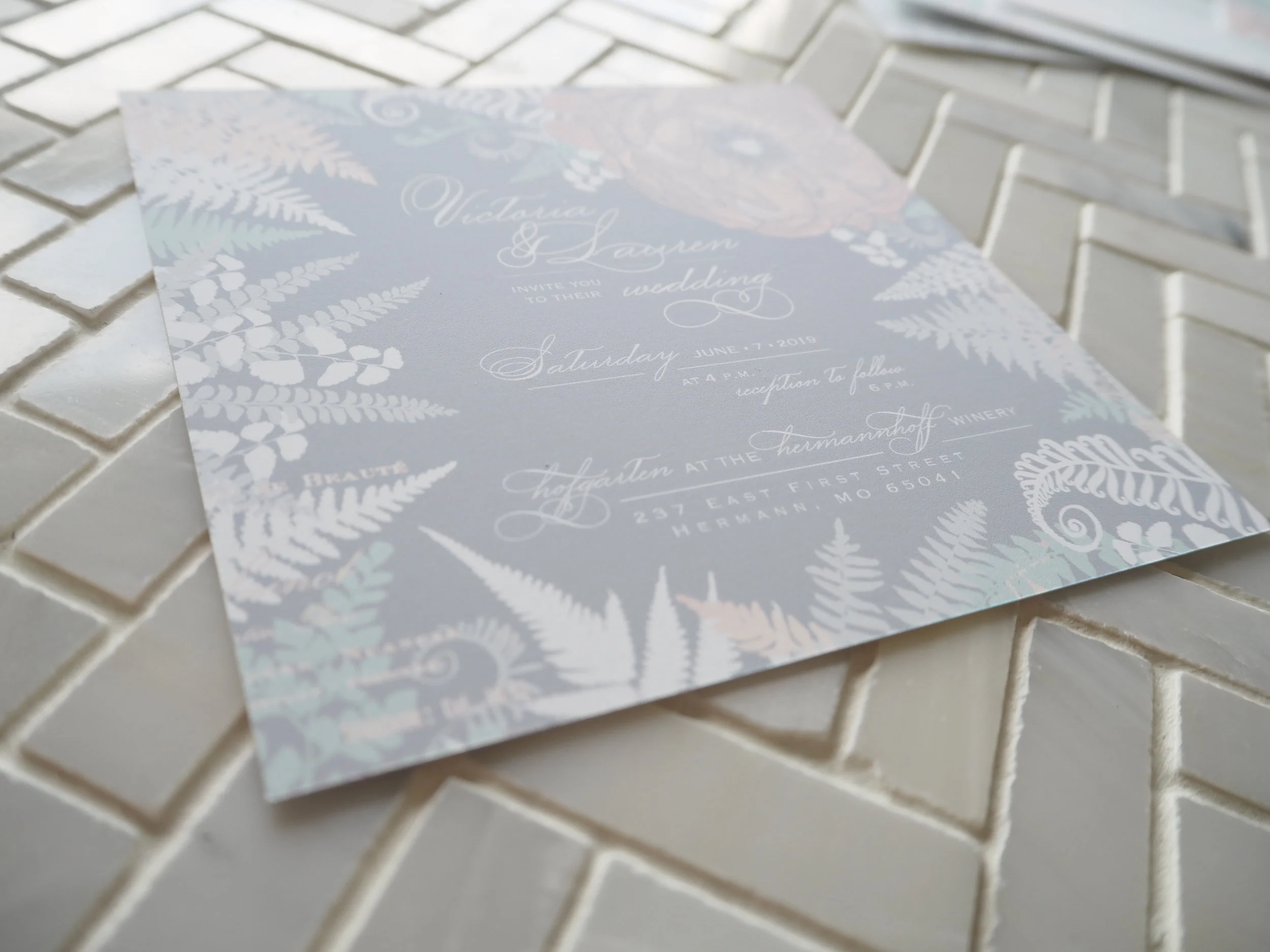 Peony & Fern Wedding Invitation