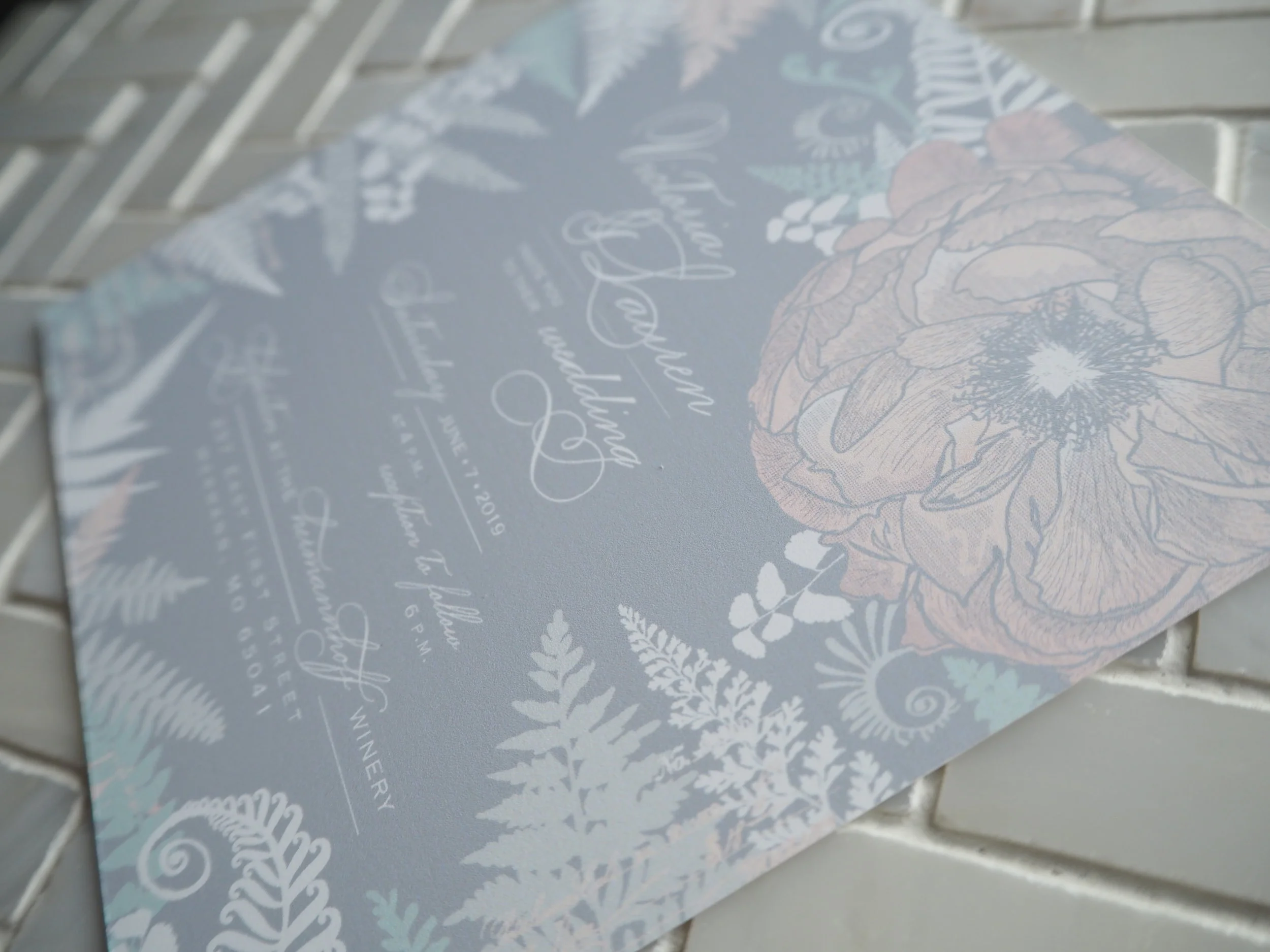 Peony & Fern Wedding Invitation