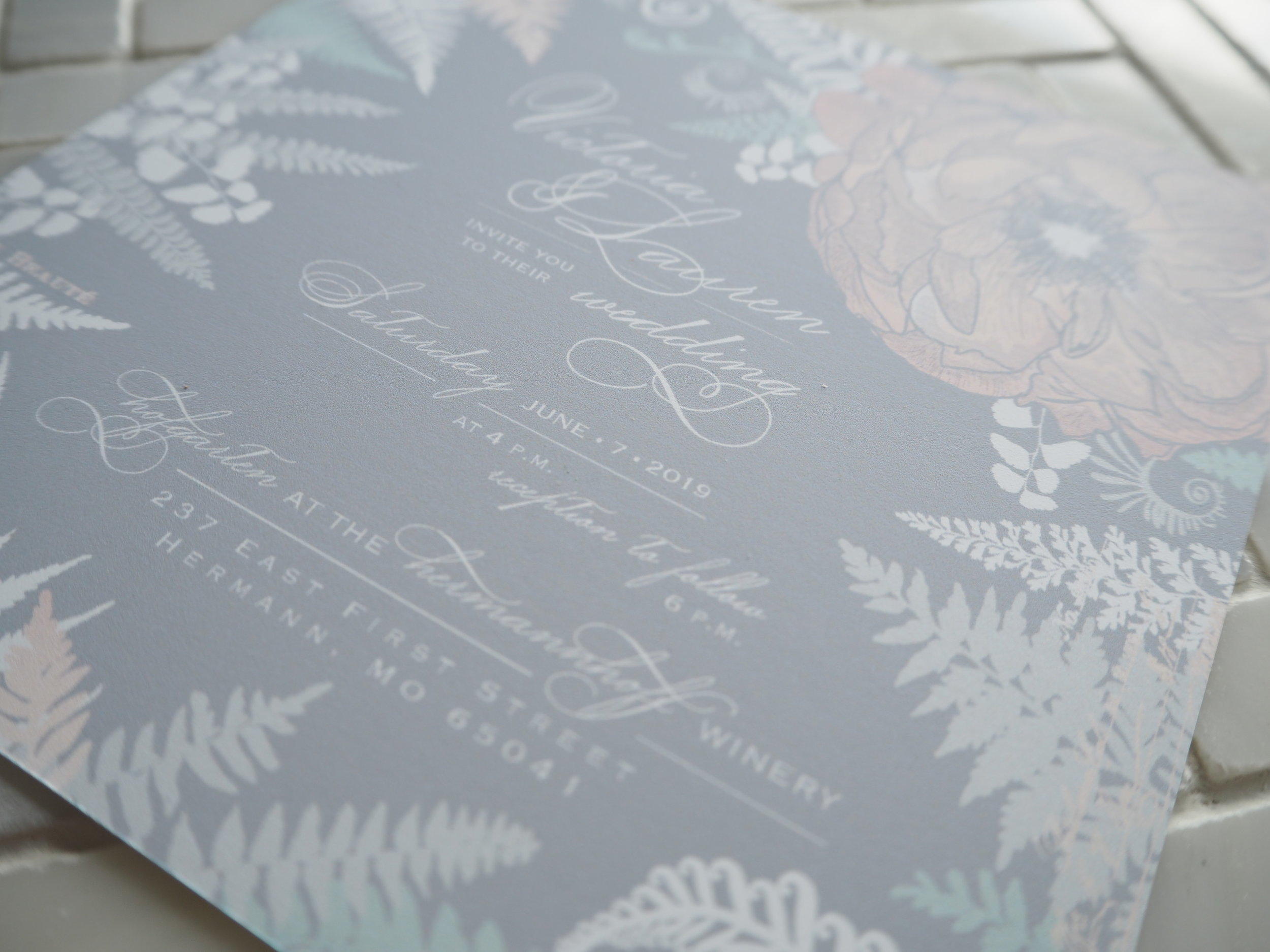 Peony & Fern Wedding Invitation