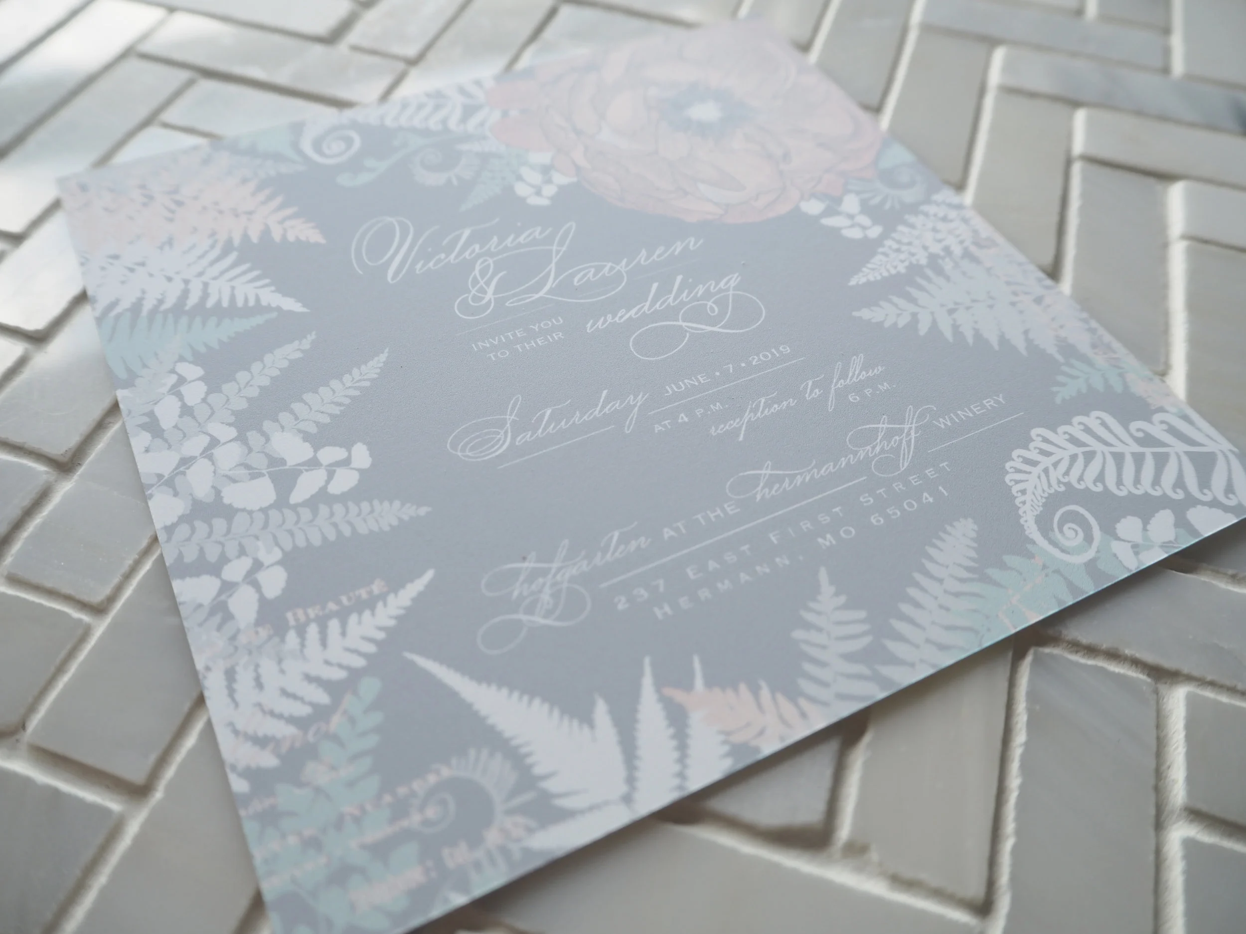 Peony & Fern Wedding Invitation