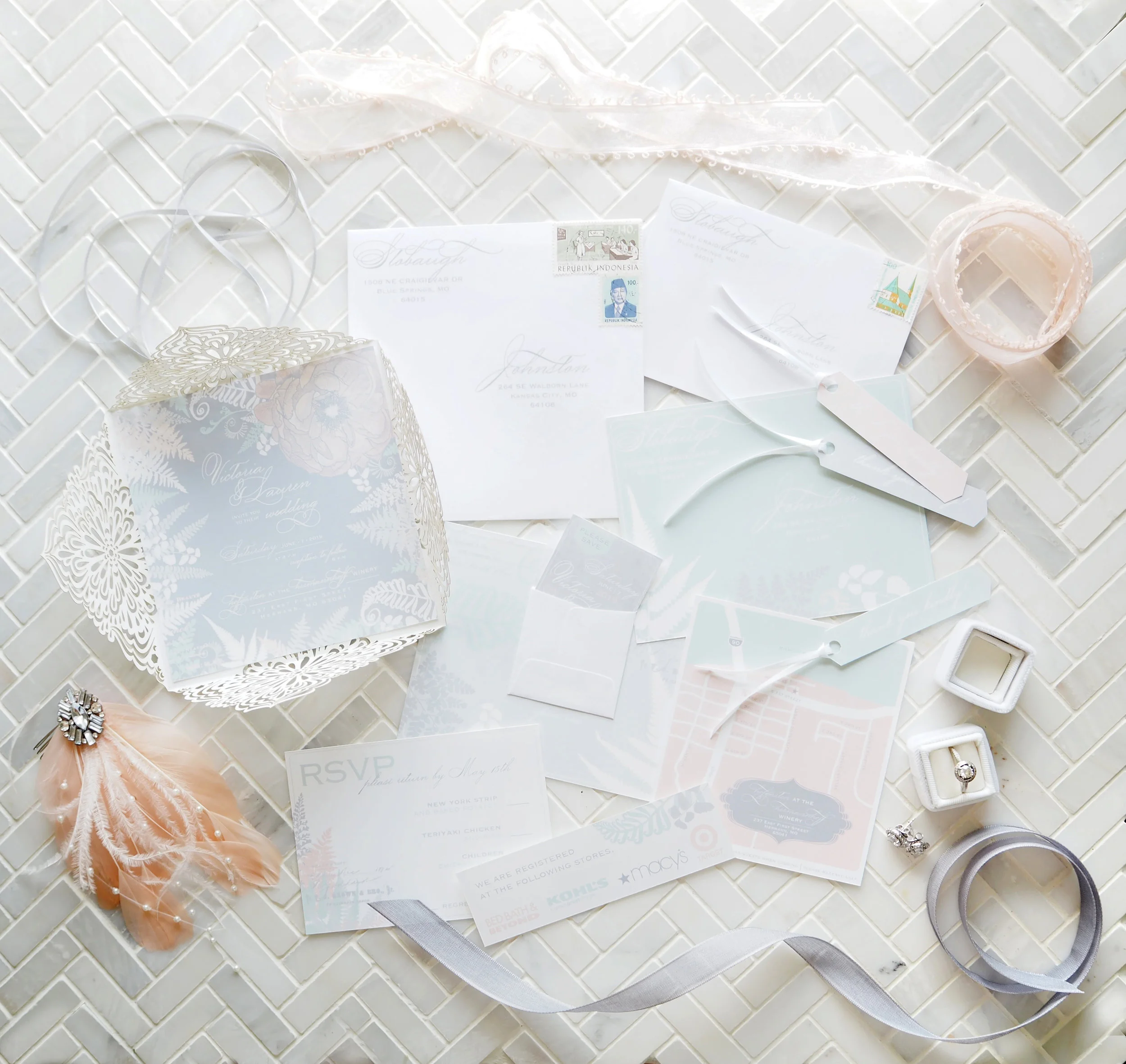 Moroccan & Peony Fern Invitation Suit