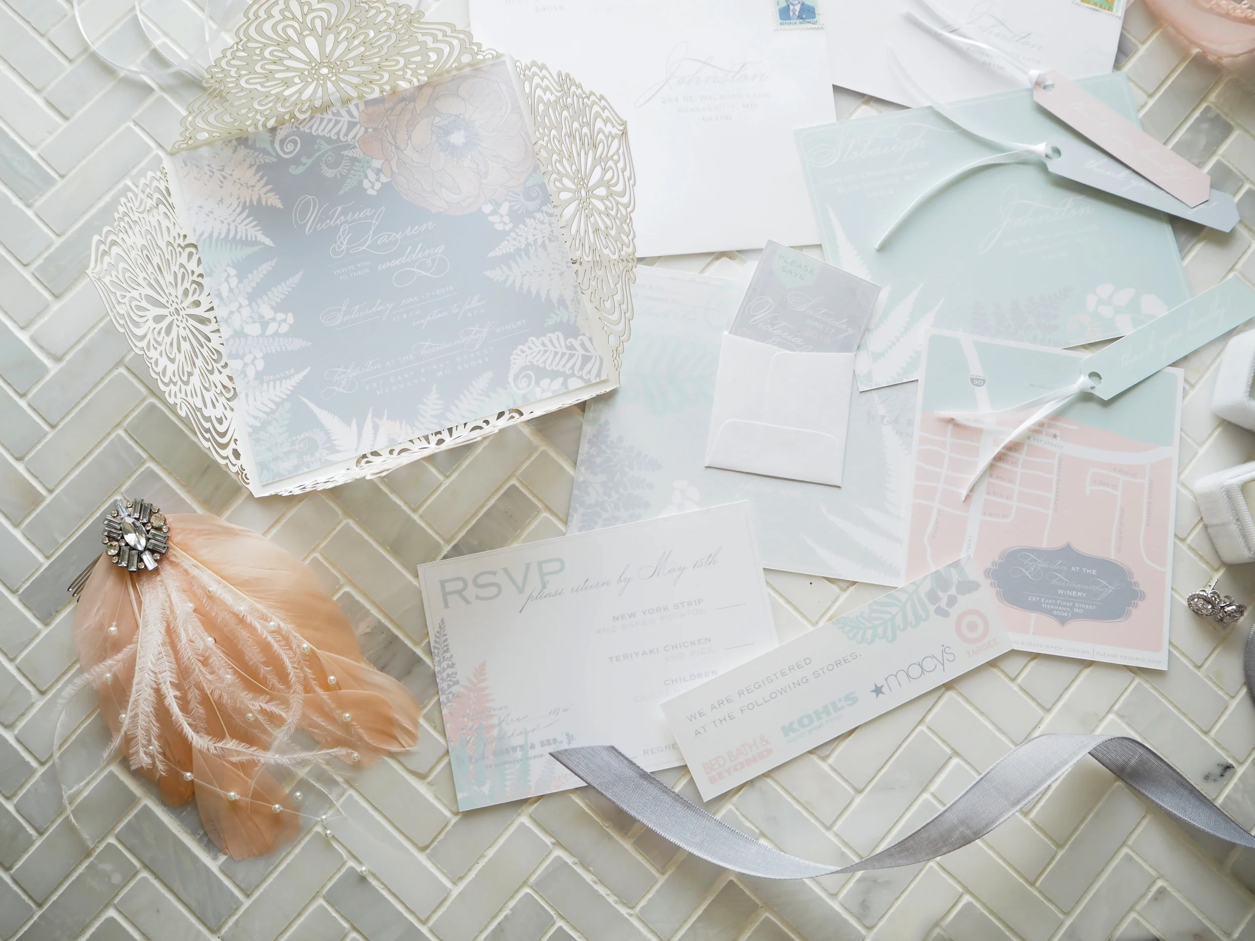 Moroccan & Peony Fern Invitation Suit