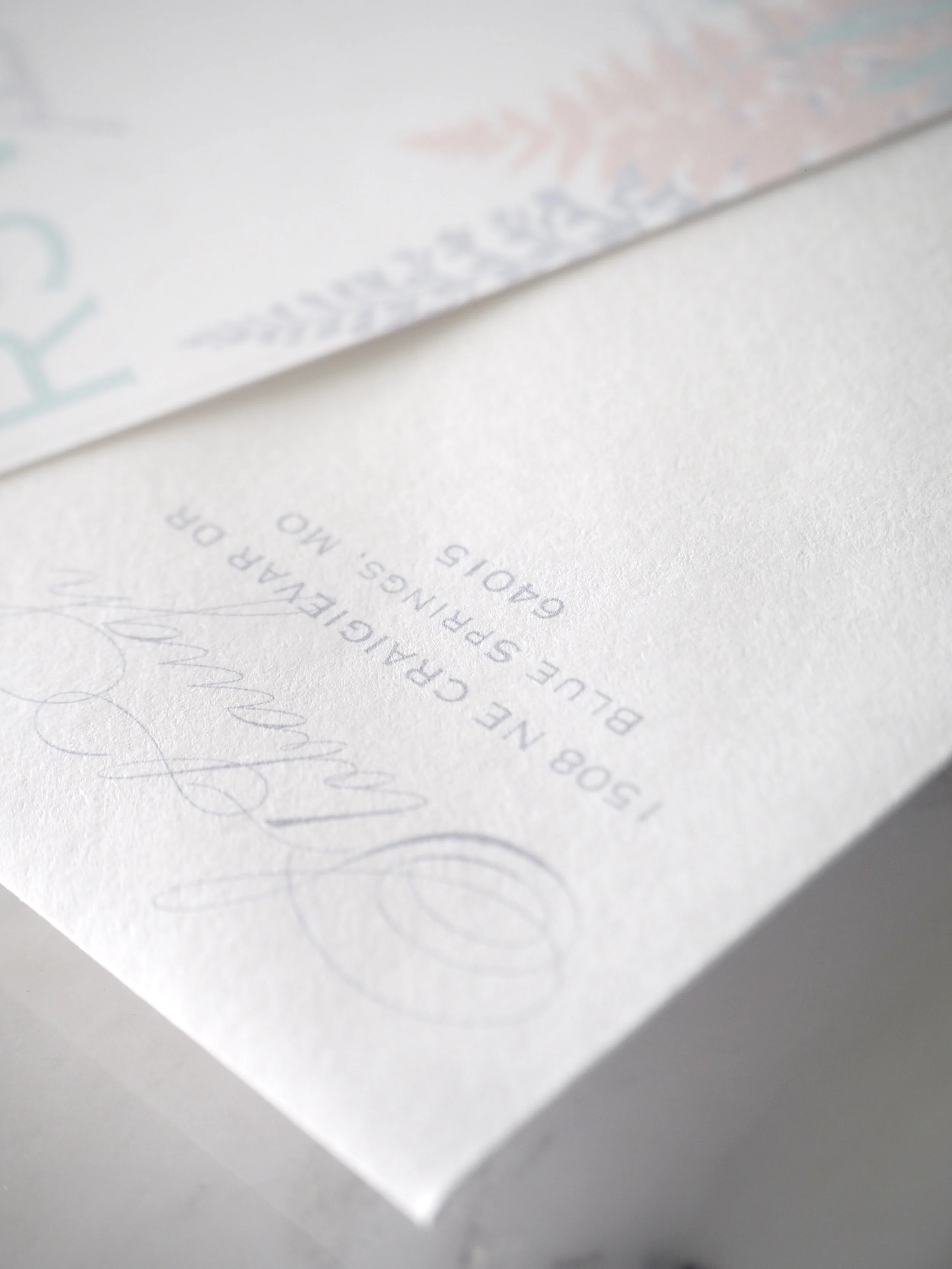RSVP Card & Return Envelope Peony Fern 