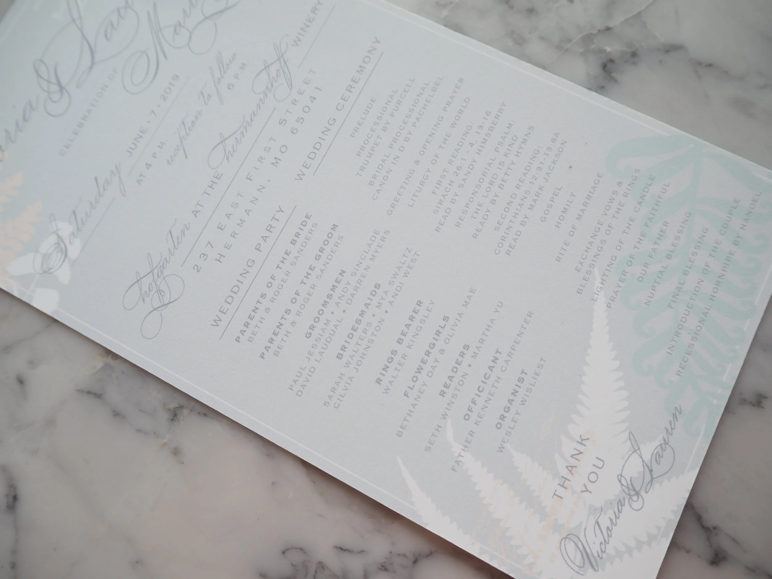Ceremony Program Peony Fern