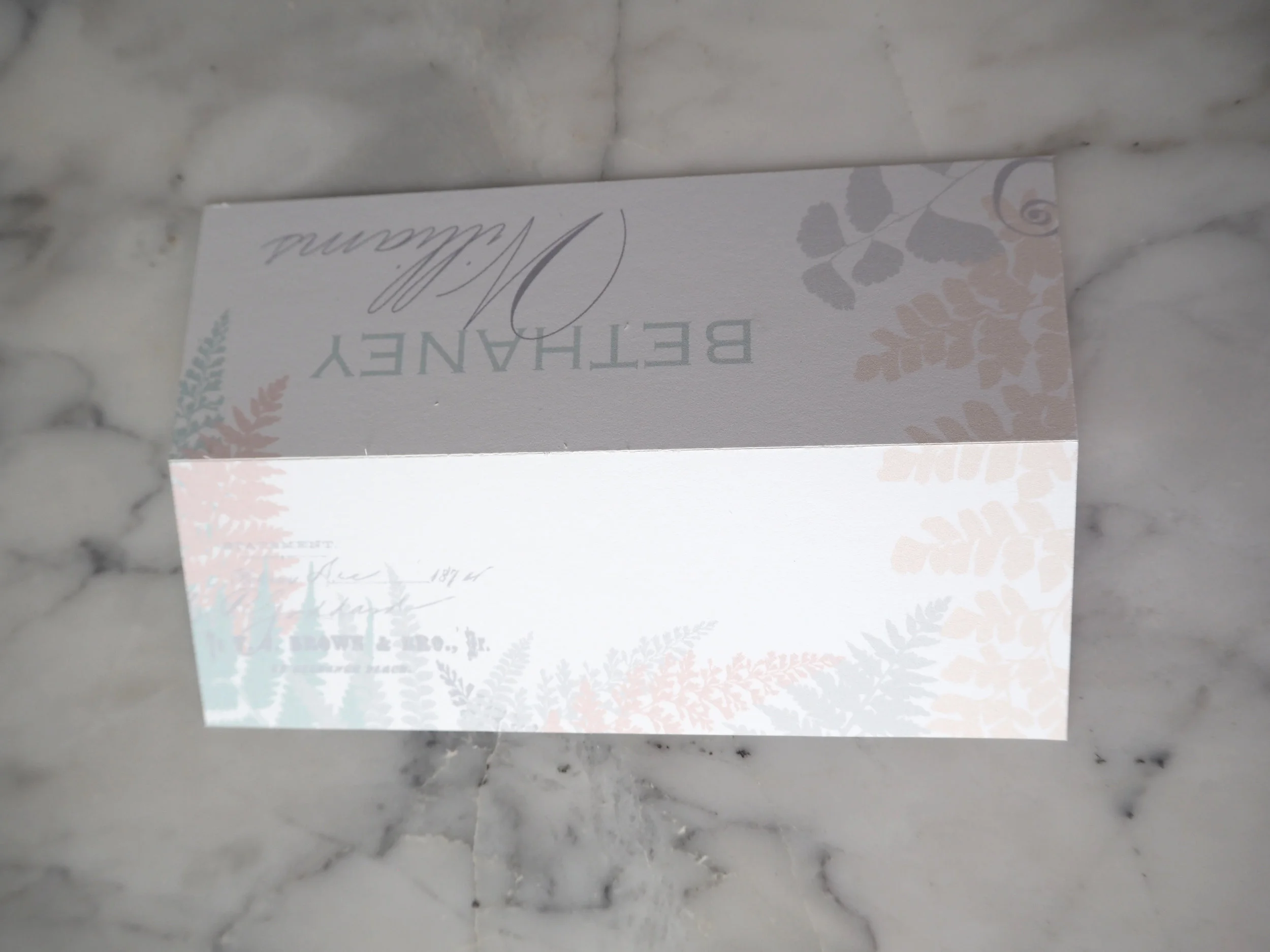 Place Card Peony Fern