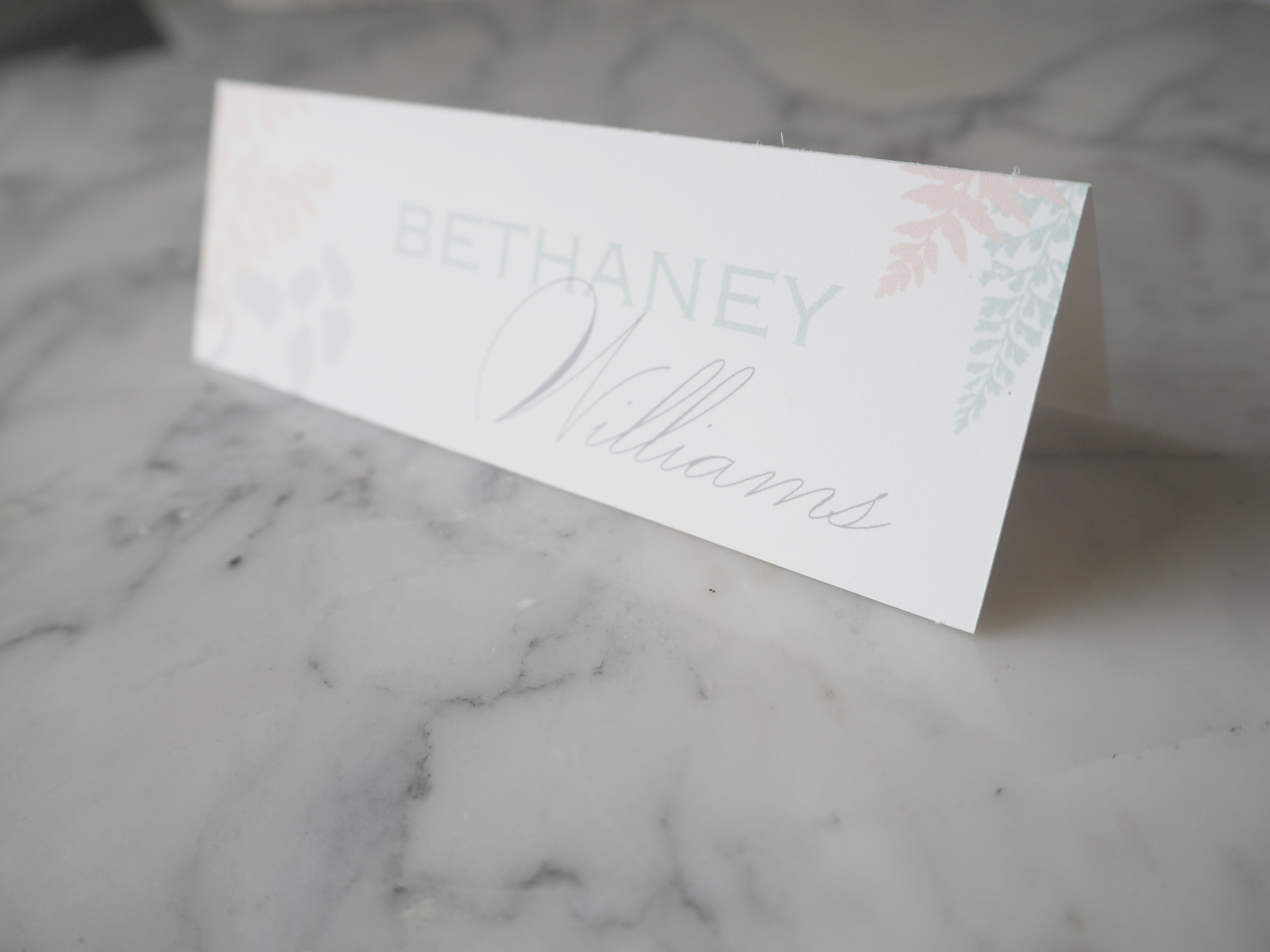 Place Card Peony Fern
