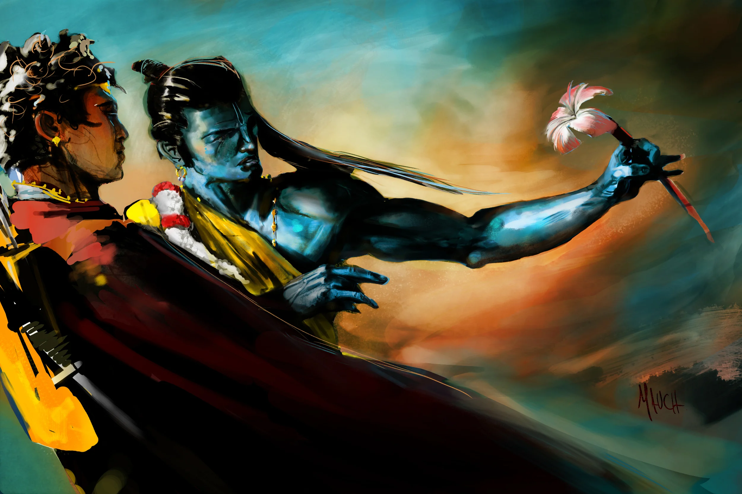 Arjuna and Krsna