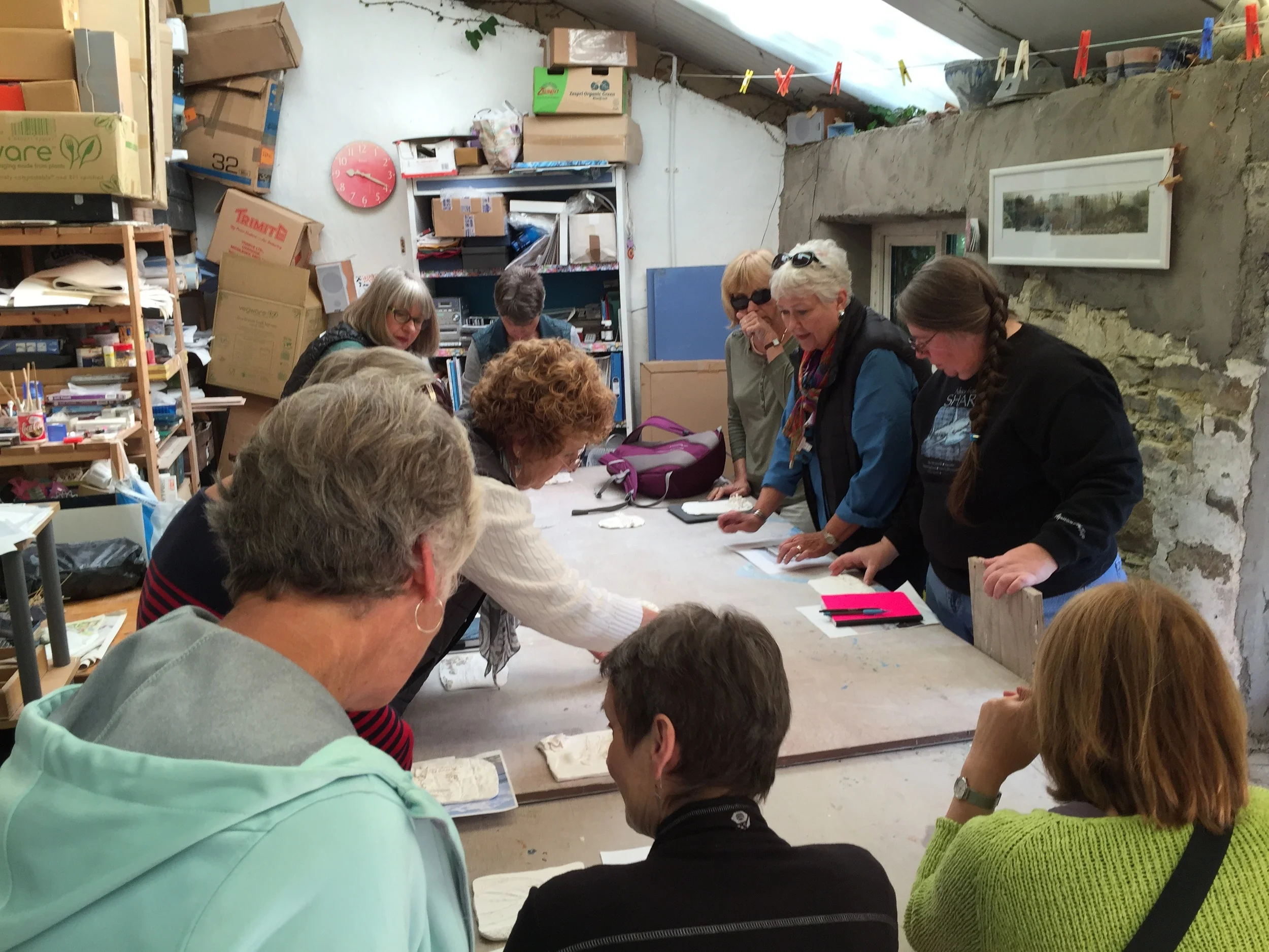Glazing in Sara's studio.