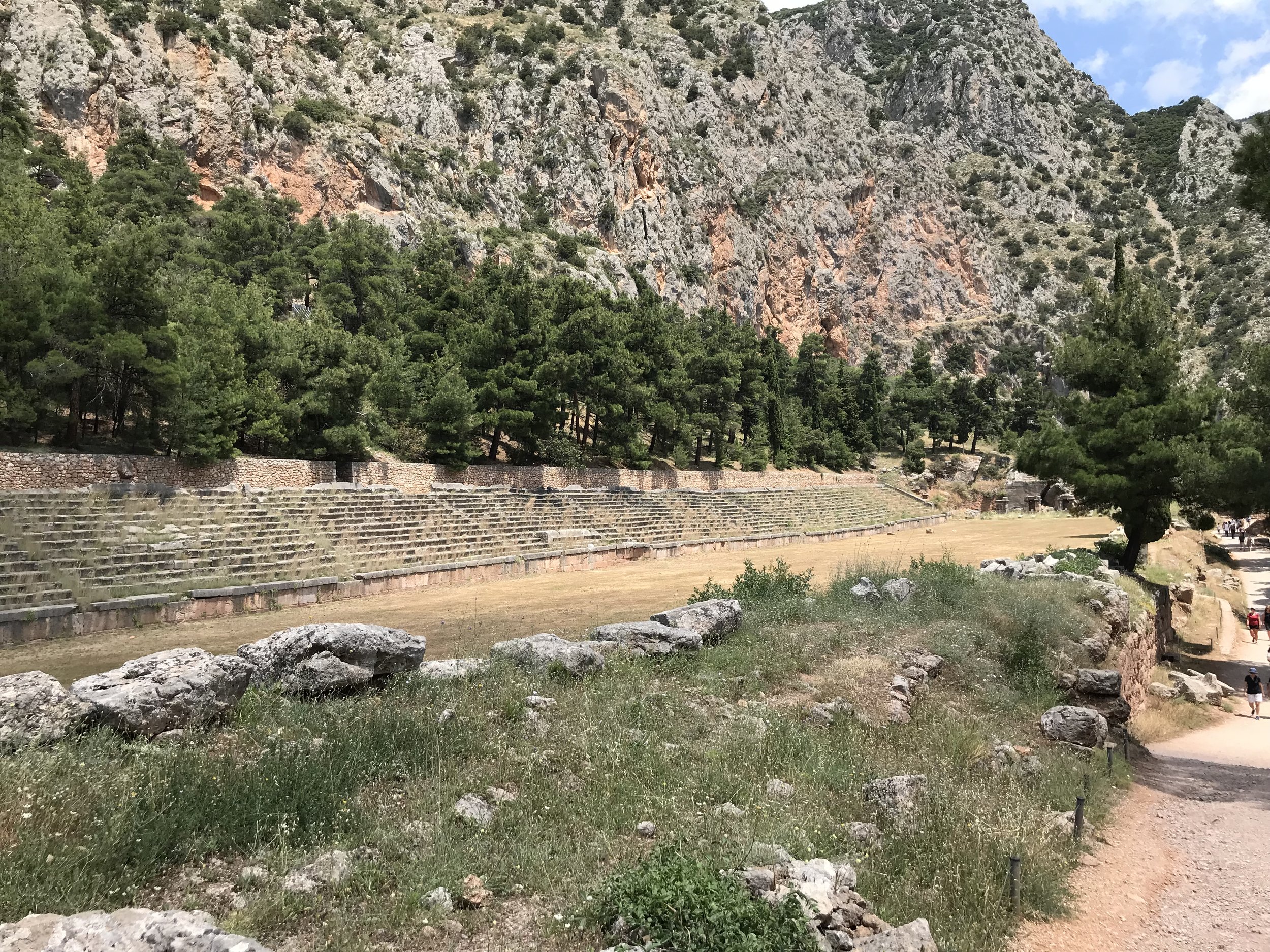 Stadium at Delphi where Panhellenic and Pythian athletic events were held.
