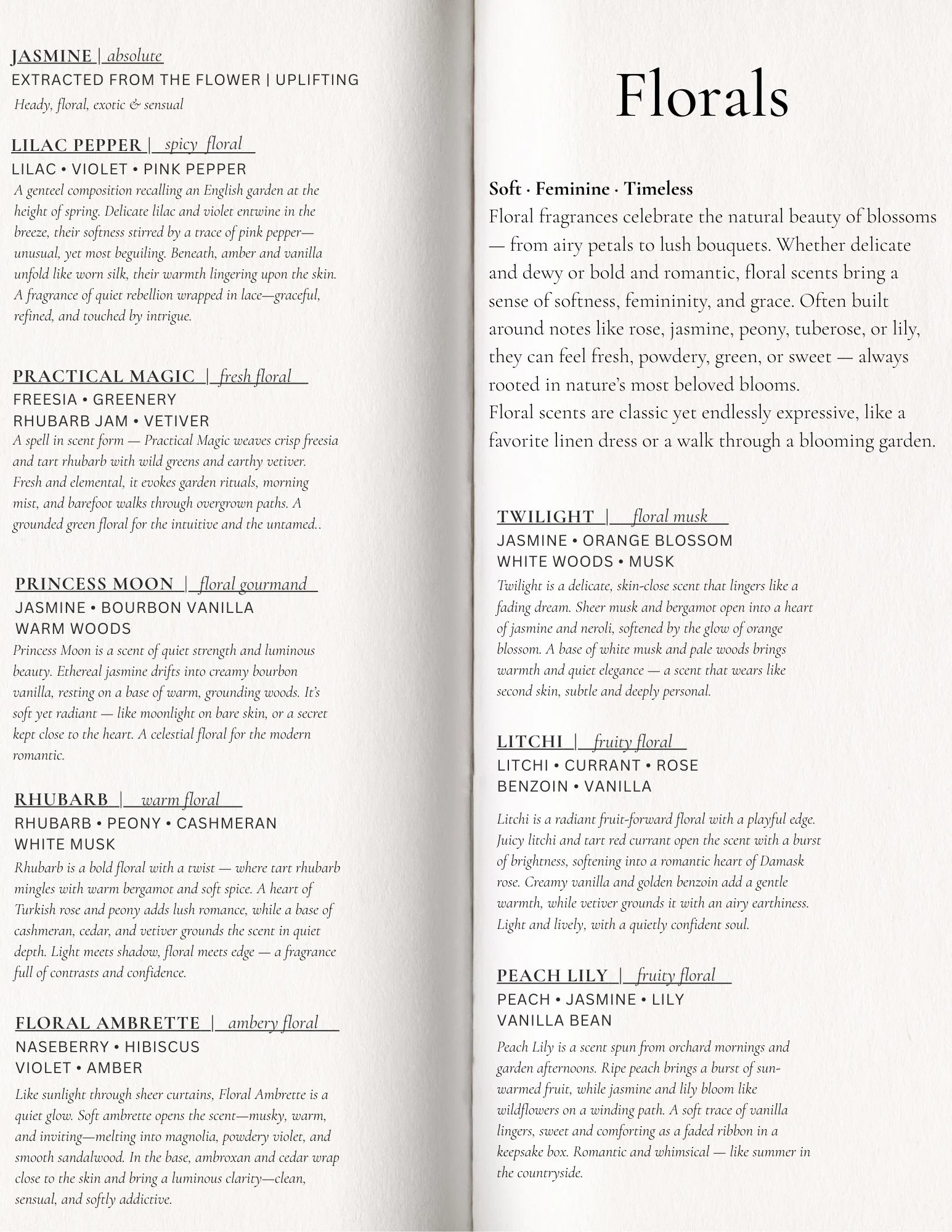 Scent Bar Menu — Tulip