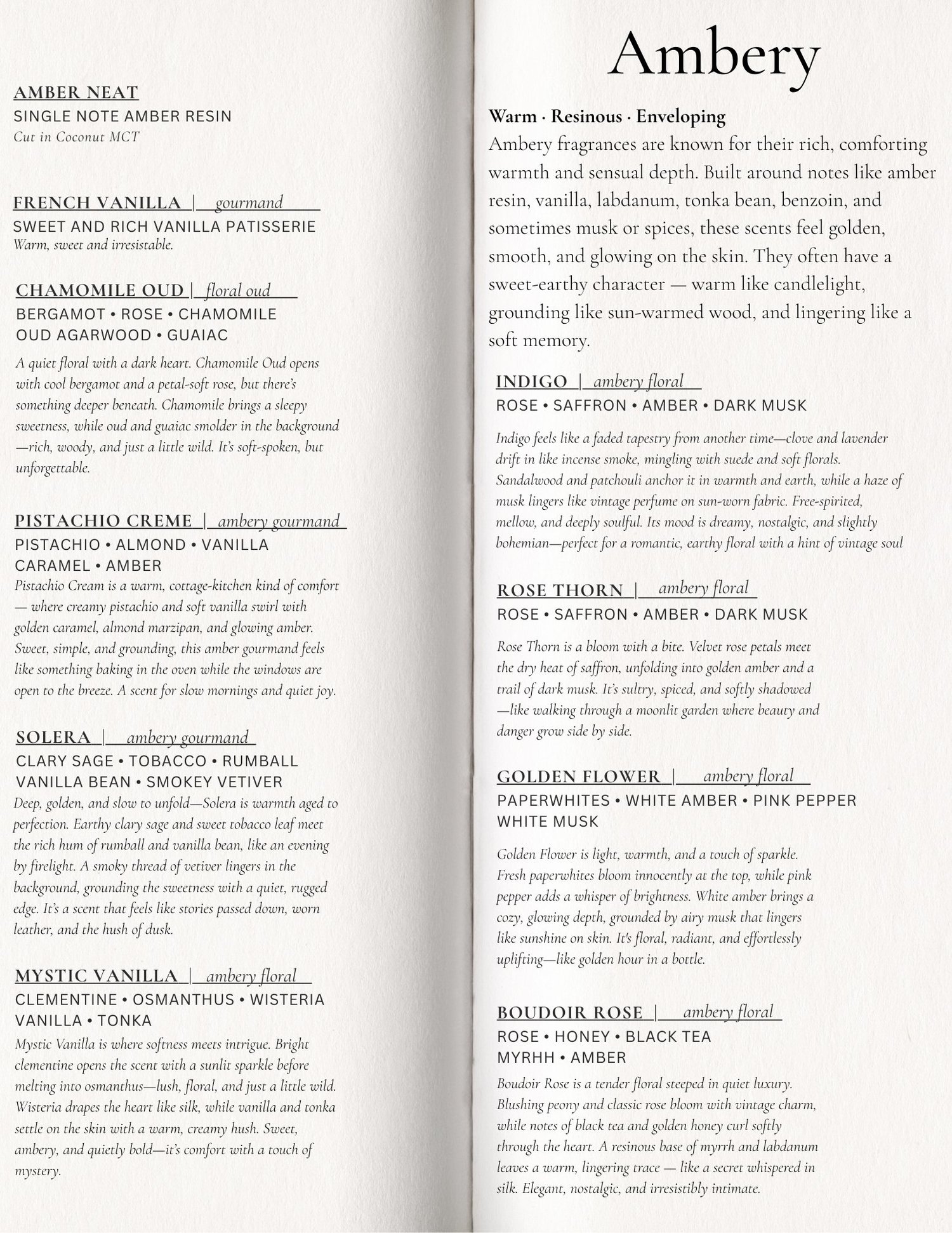 Scent Bar Menu — Tulip