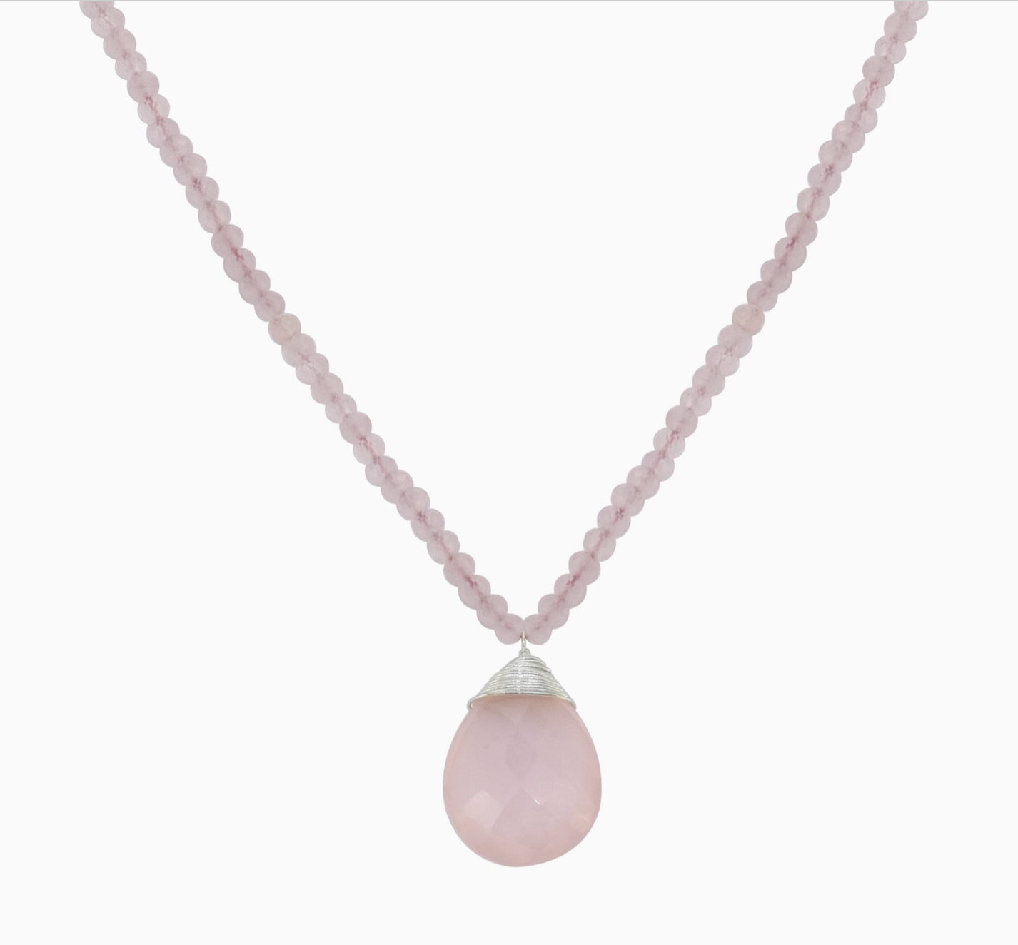 925 Sterling Silver Rose Quartz Gemstones Necklace
