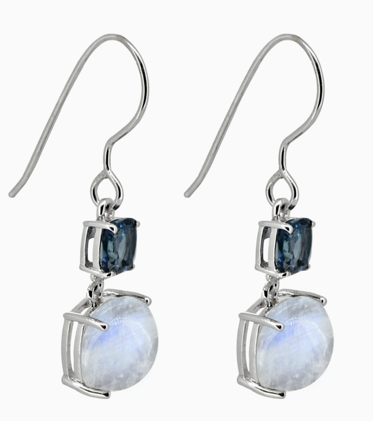 Petite Moonstone 925 Sterling Silver Dangle Earrings