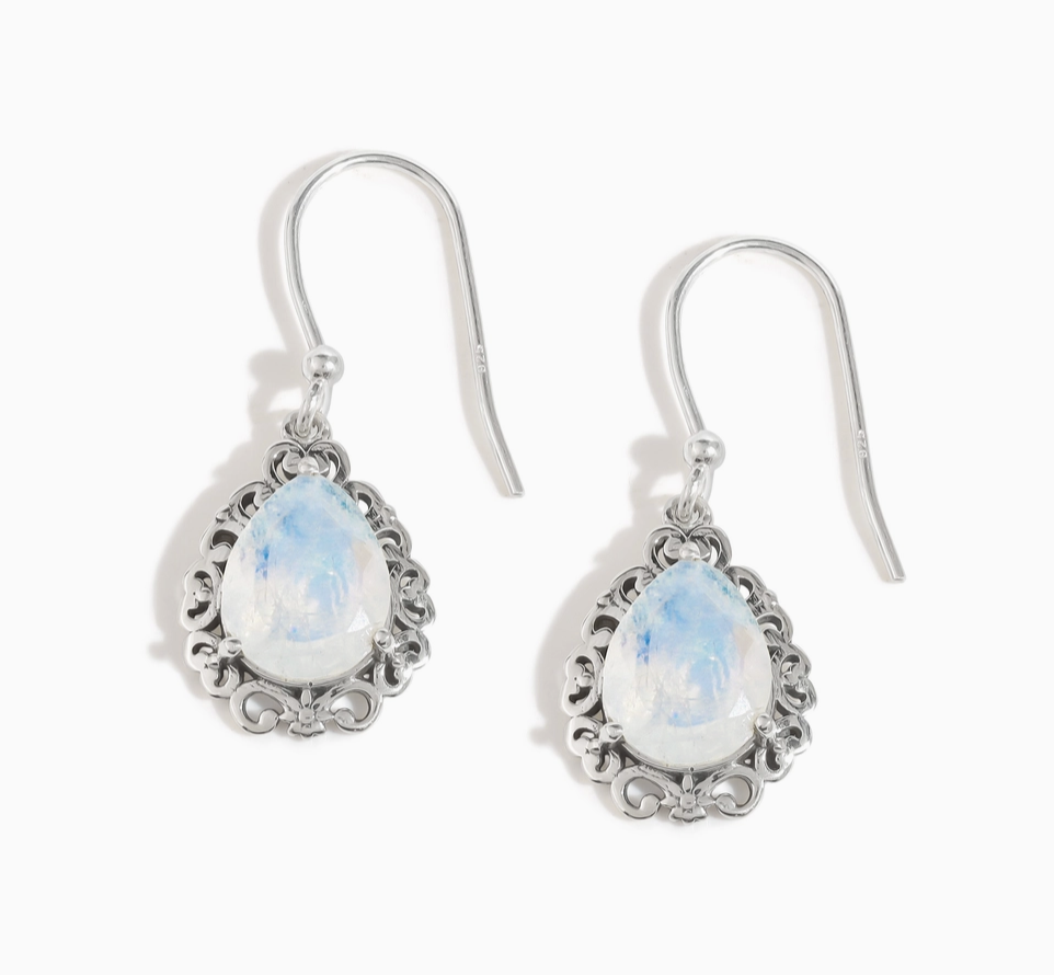 Vintage-Inspired Sterling Silver Moonstone Earrings