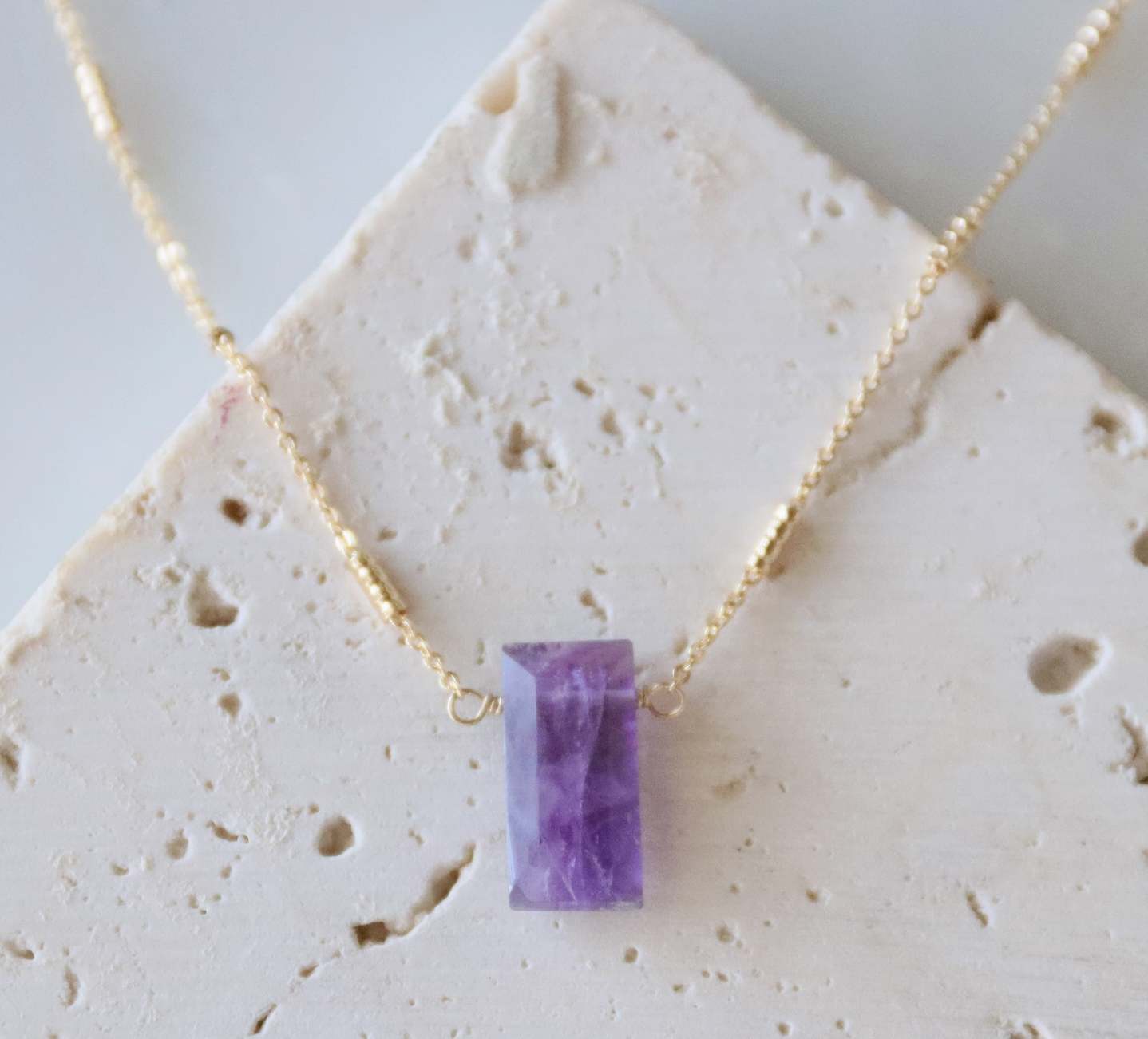 Amethyst Rectangle Necklace