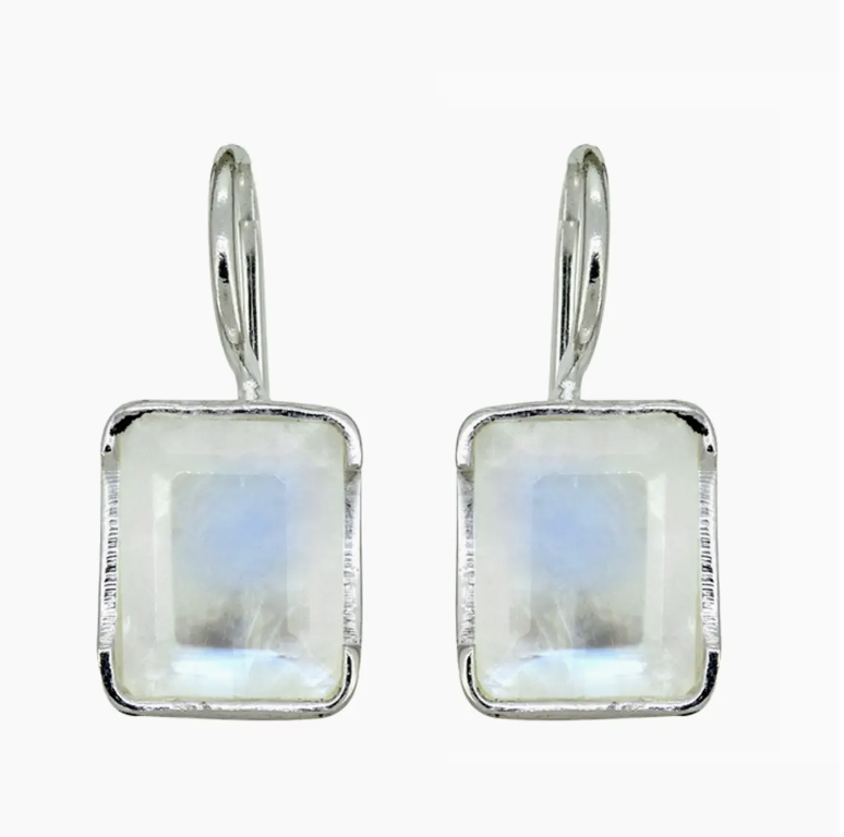Moonstone Solid 925 Sterling Silver Fixed Wire Earrings