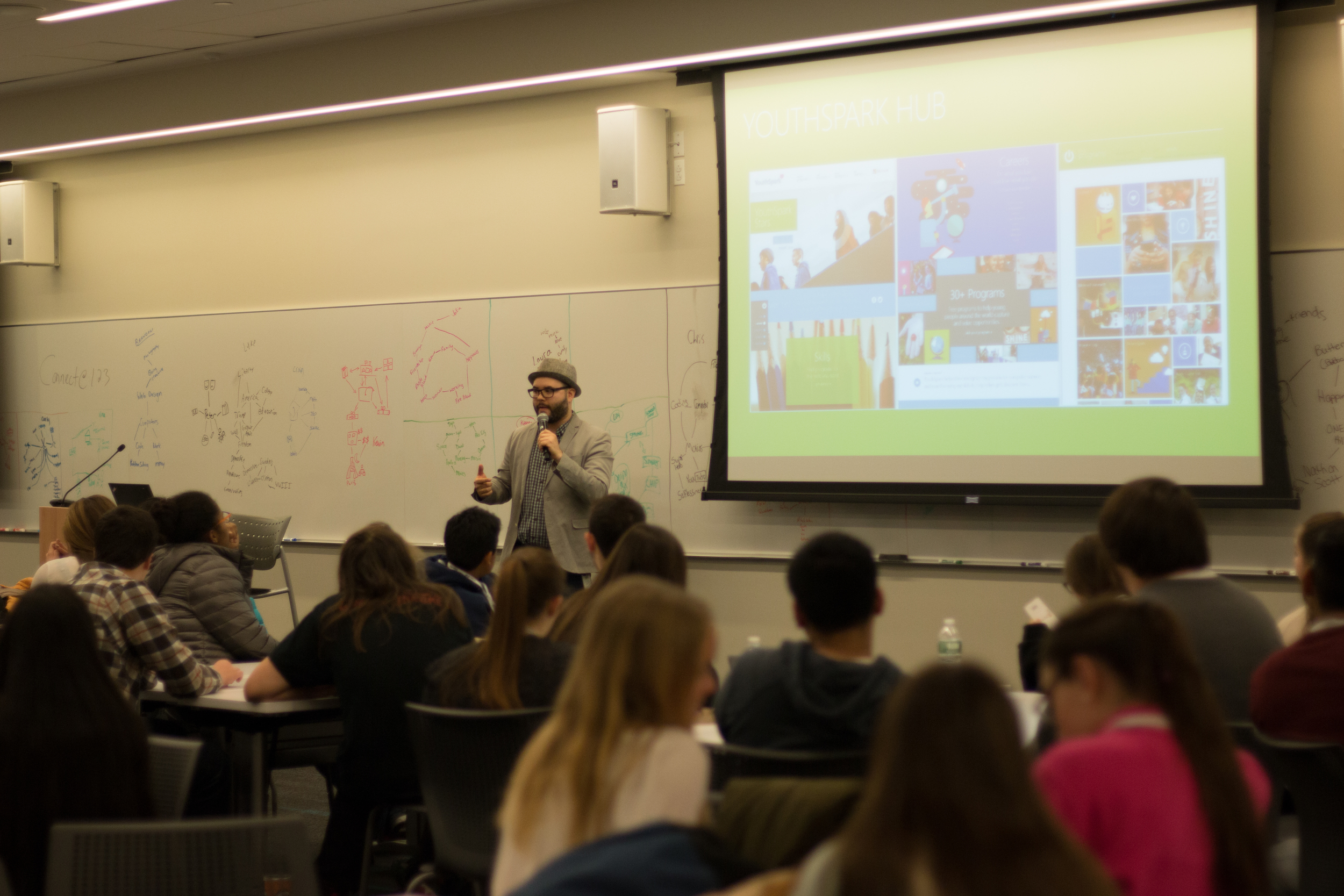 Microsoft Operations and Community Manager, Antuan Santana, giving students some insight as to how STEAM learning and careers will shape their futures, and what Microsoft is doing to give students access to STEAM educational resources.