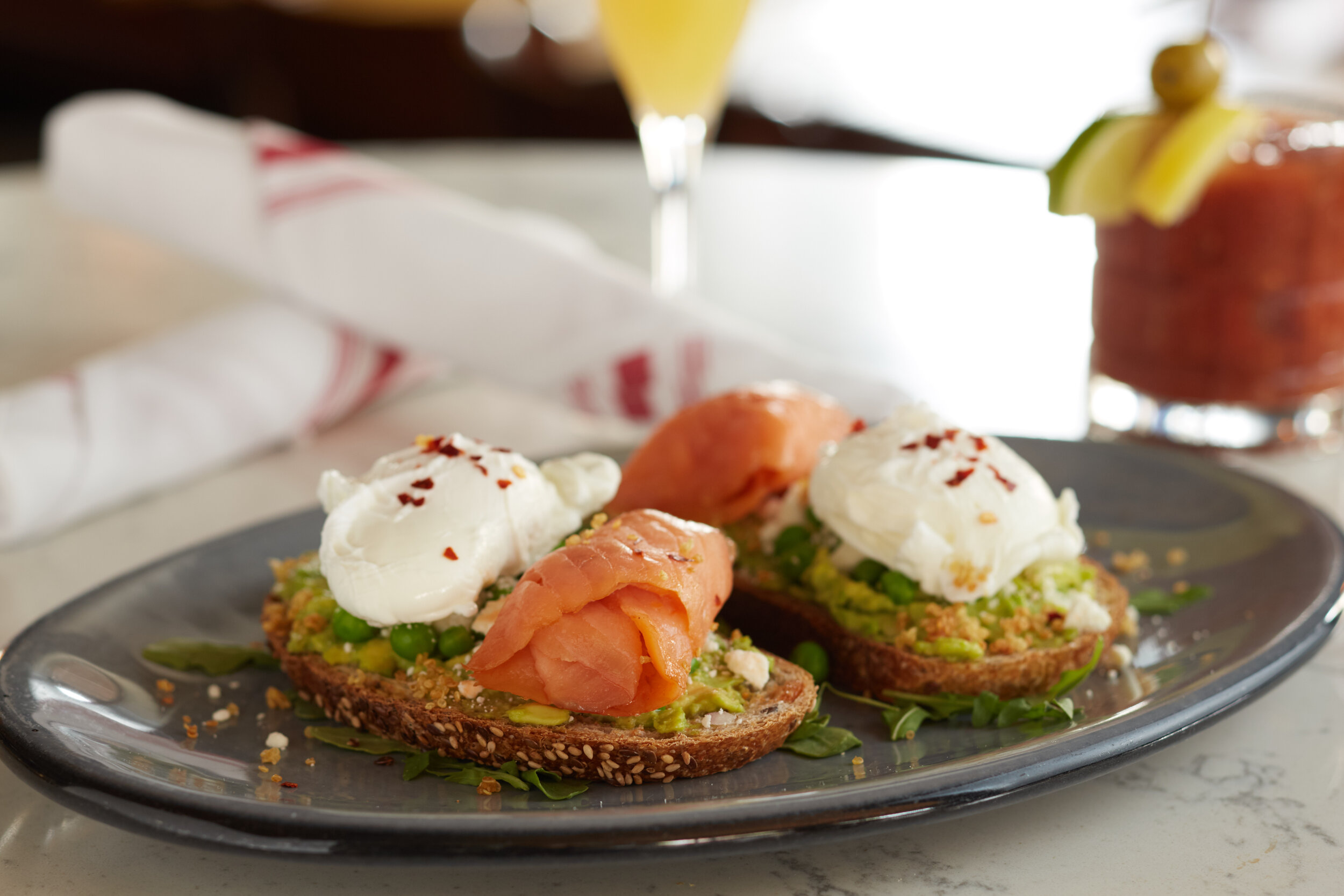Lox and poached eggs on toast