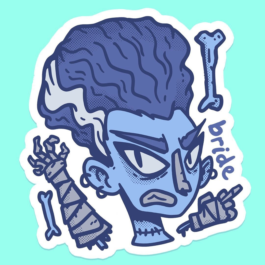 Day 2: The Bride. My go-to for this character is actually Frankenhooker...or that one Buffy episode.
🎃
#drawing #illustration #brideoffrankenstein #horror #horrormovies #drawingchallenge #stickers #art