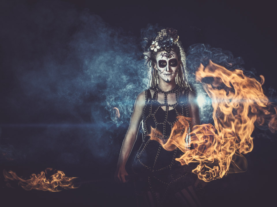 Fire-spinner & aerialist, Zel Tyrant