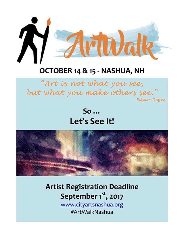 There is still a little over a week left to register for ArtWalk weekend! Head over to www.cityartsnashua.org to register online.