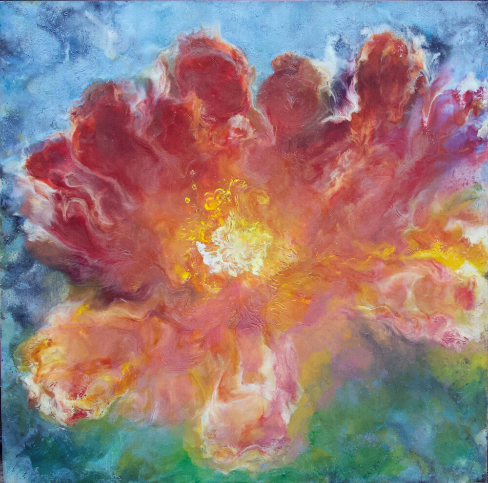 Solar Flower by Loretta CR Hubley,encaustic painting.jpg