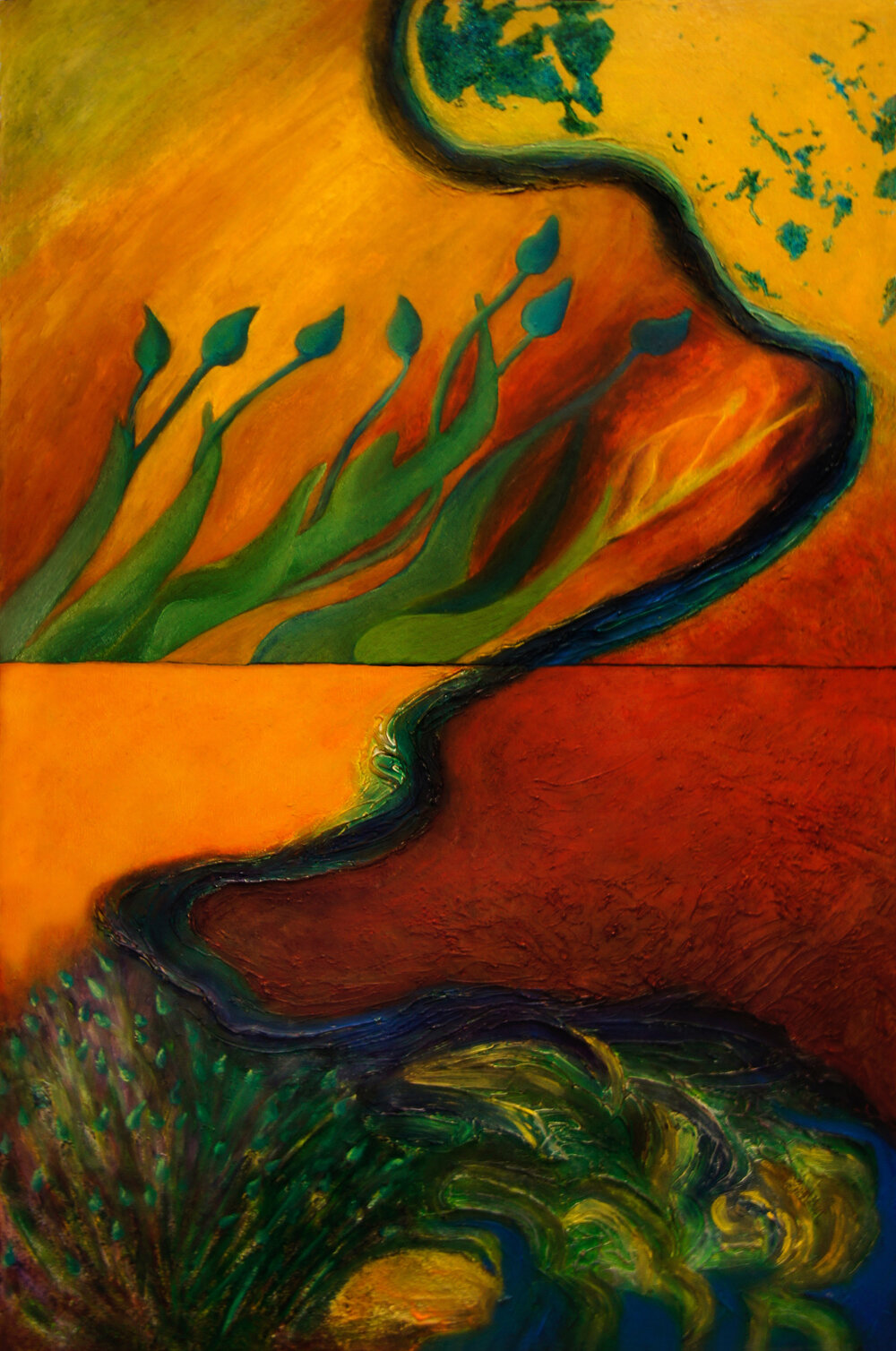 Meander Toward Healing by Loretta CR Hubley, oil on two canvas panels.jpg