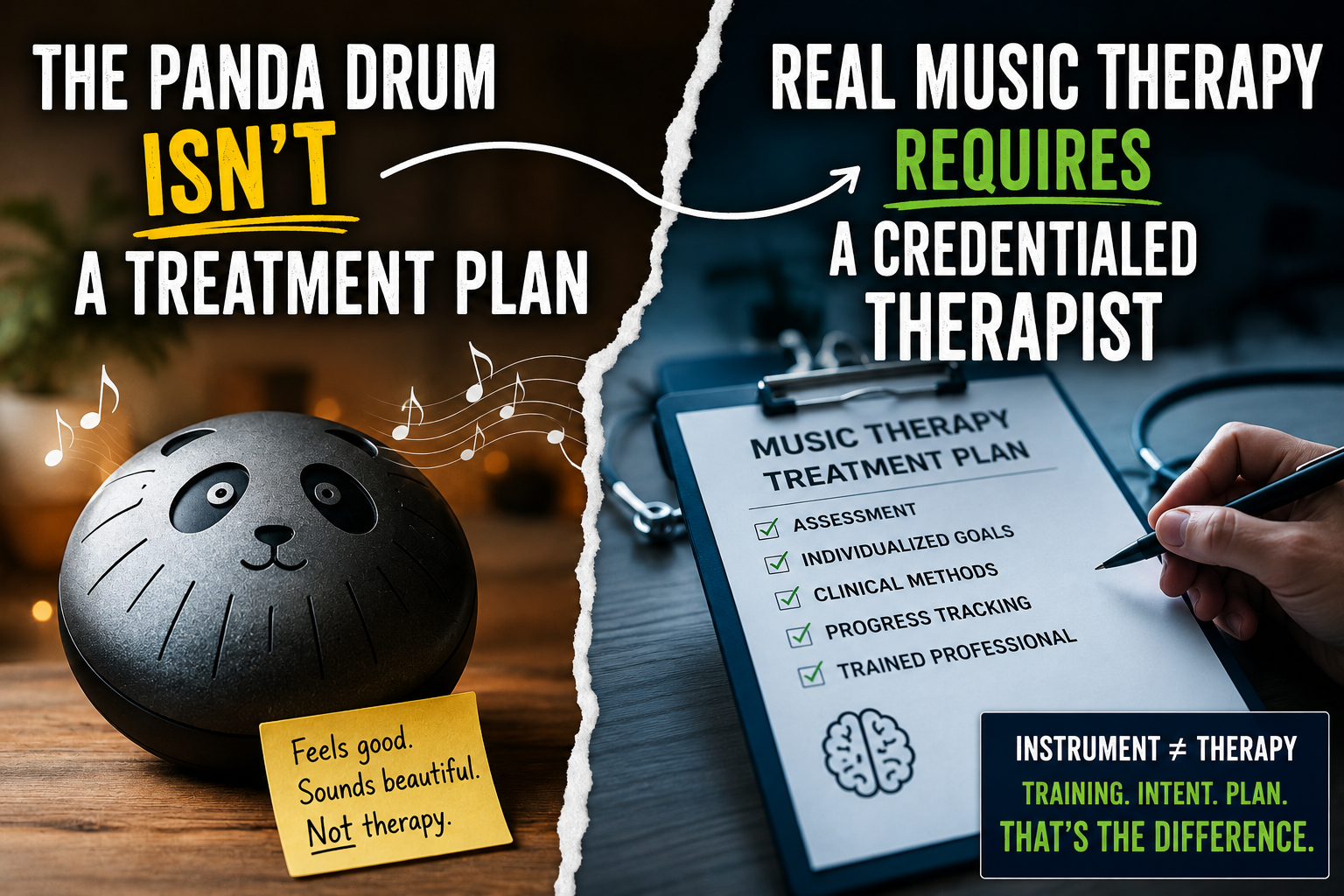 The Panda Drum Isn’t a Treatment Plan: Why Music Therapy Requires a Credentialed Therapist