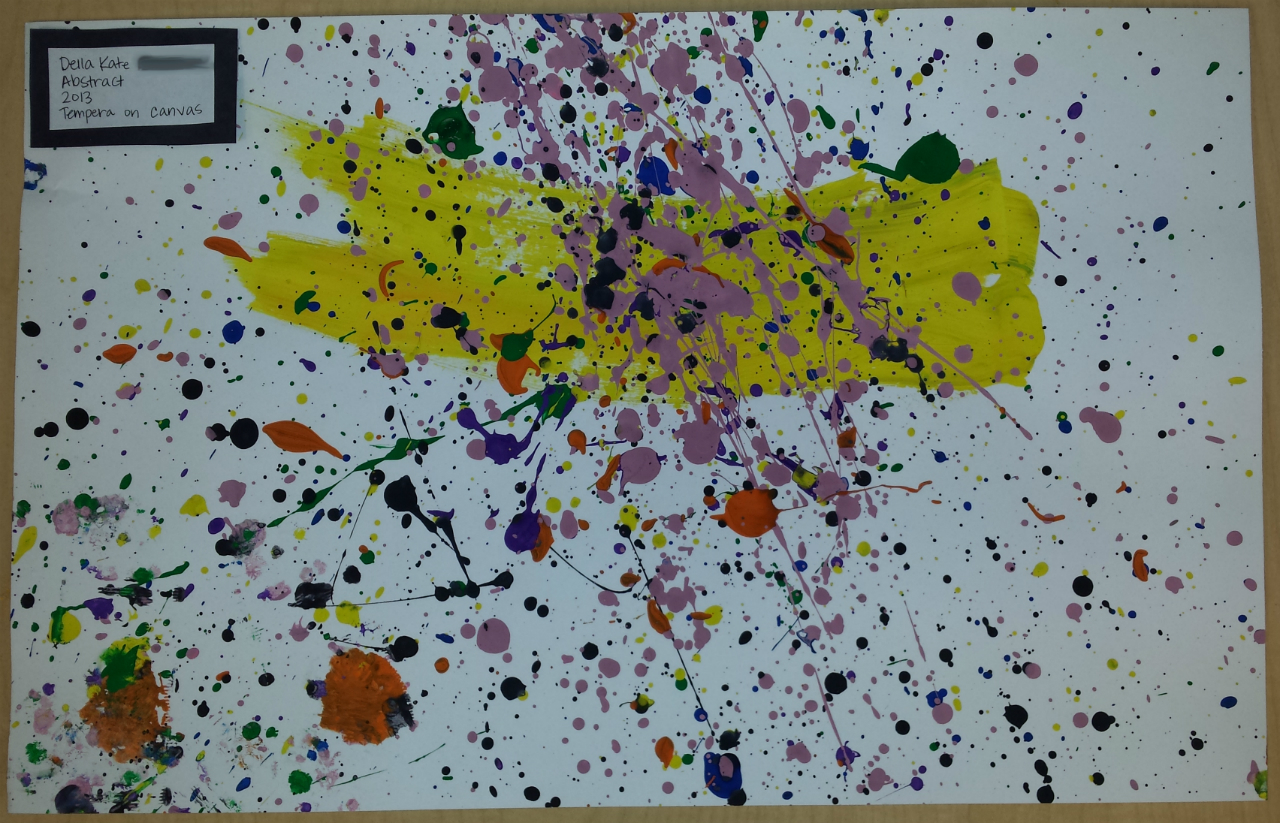 Jackson Pollock-inspired works from the Primary class, 2013