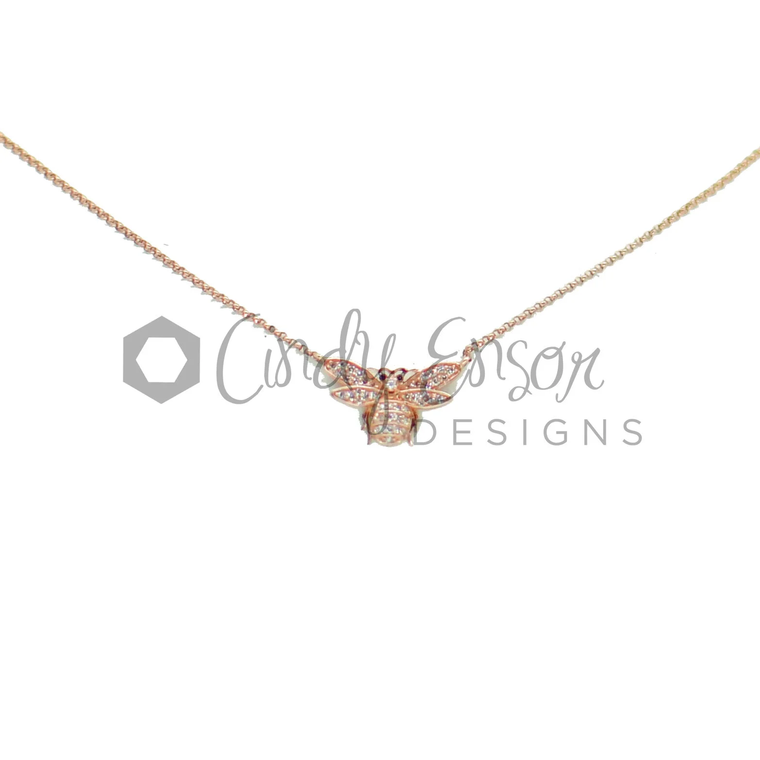 Single Pave Bee Necklace — Cindy Ensor 