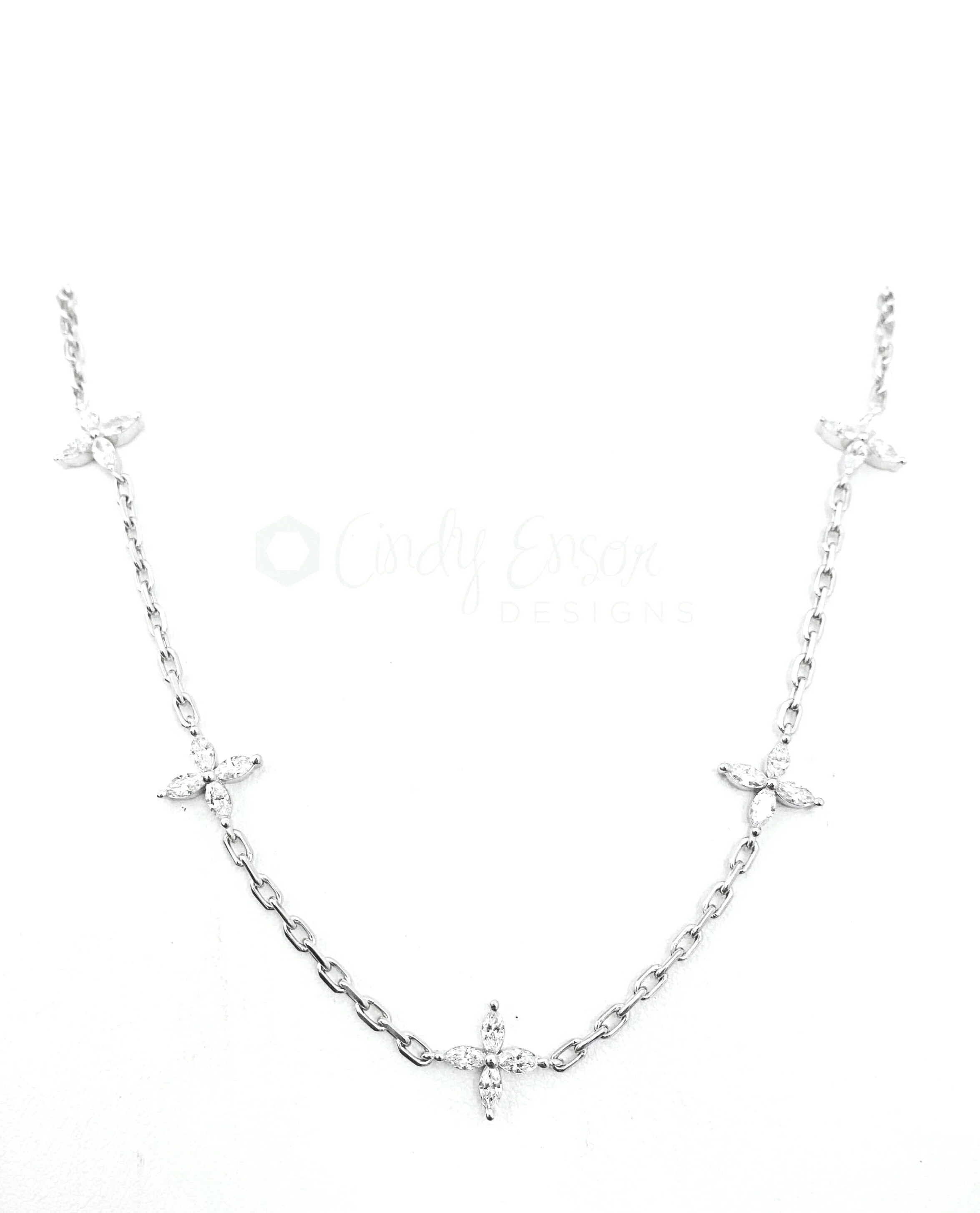 White Gold Marquise Diamond Station 