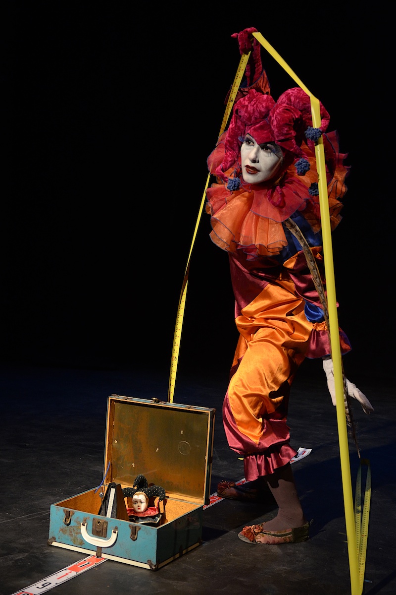 Marina's signature Jester character Jack O'Somebody performing at the La MaMa Experimental Theater, 'Facts of Life'