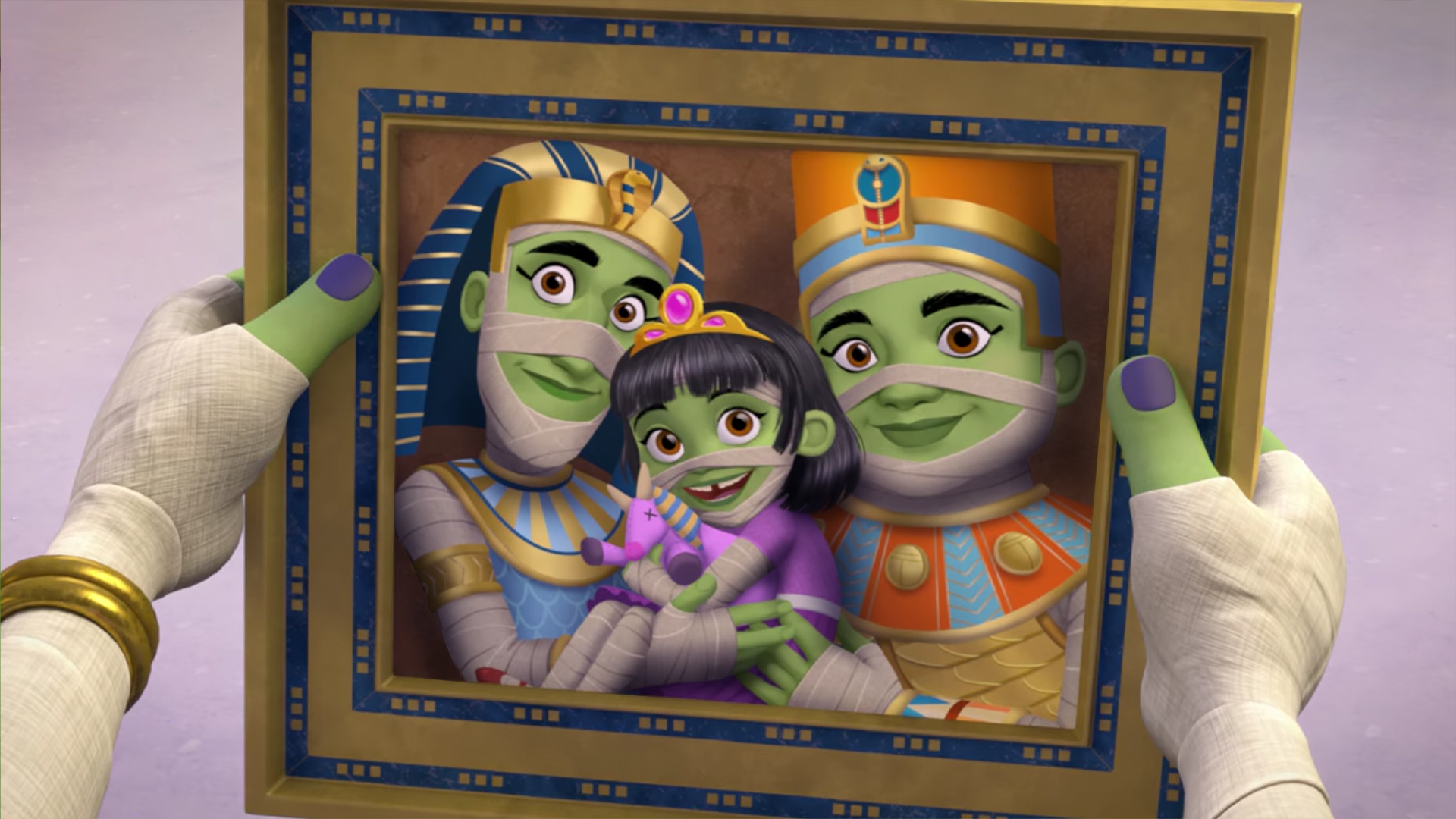 I painted the characters based on an initial sketch of the photo provided by my teammate, as well as the texture callouts for the frame