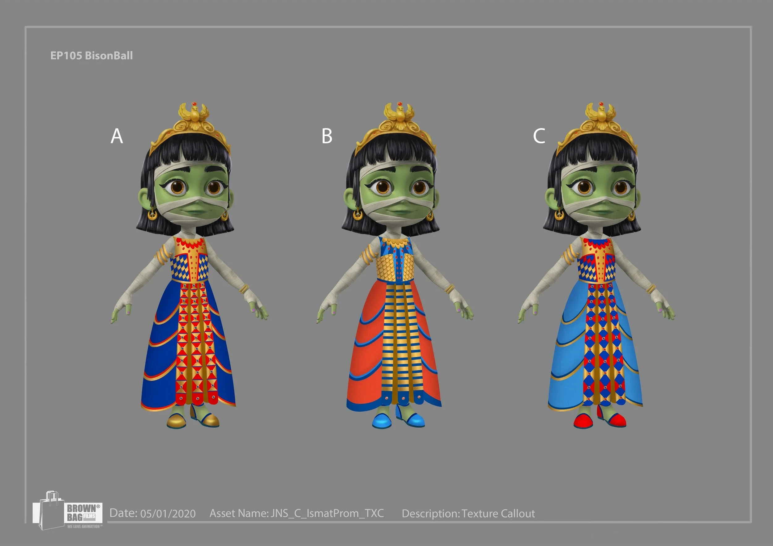 I was responsible for Texture/Shading and Color on outfit only.