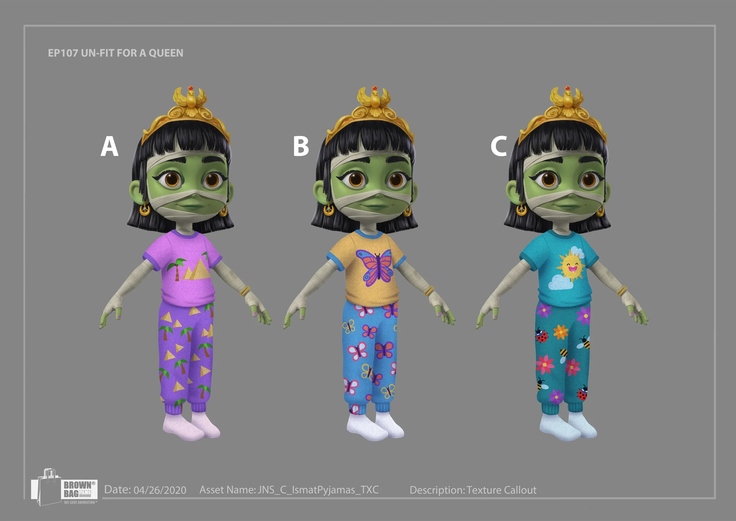 I was responsible for Texture/Shading and Color on outfit only.