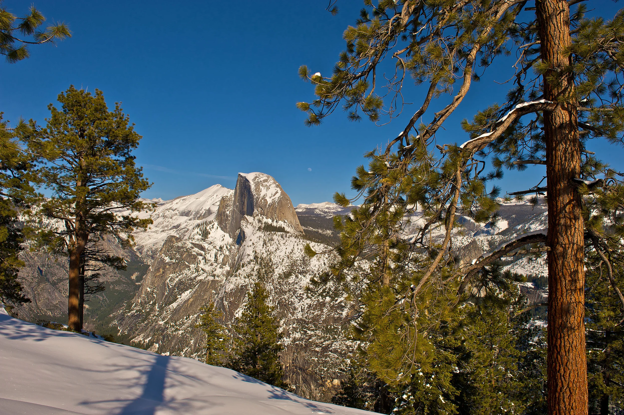 Winter in Yosemite NP. Half Dome from Glacier Point.