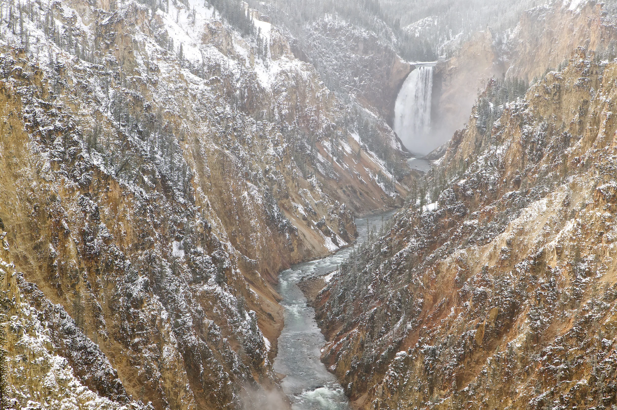 Lower Yellowstone River Falls in winter, The Grand Canyon of Yellowstone