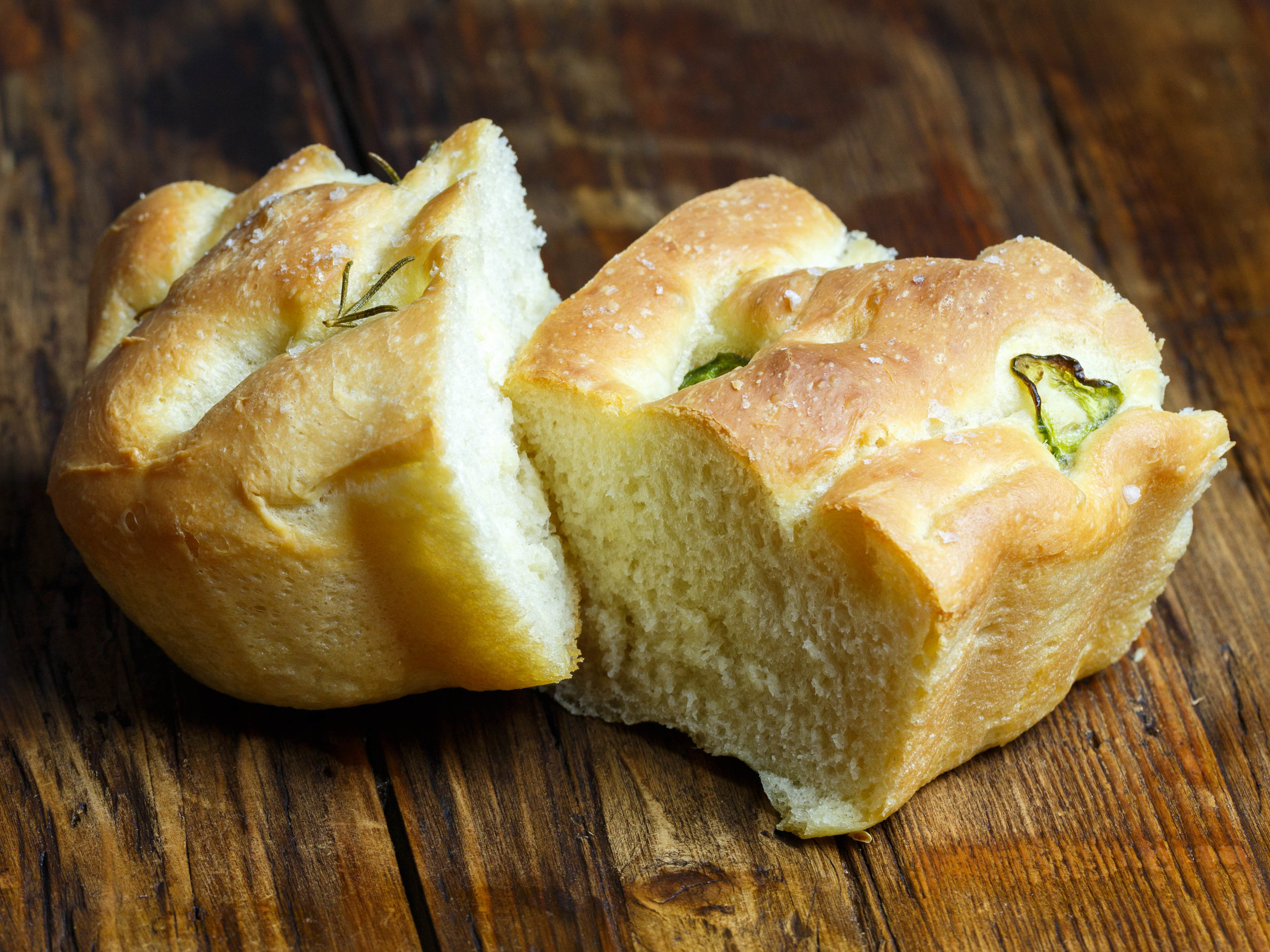 Focaccia - I should have used a larger baking pan, because the bread came out to high.