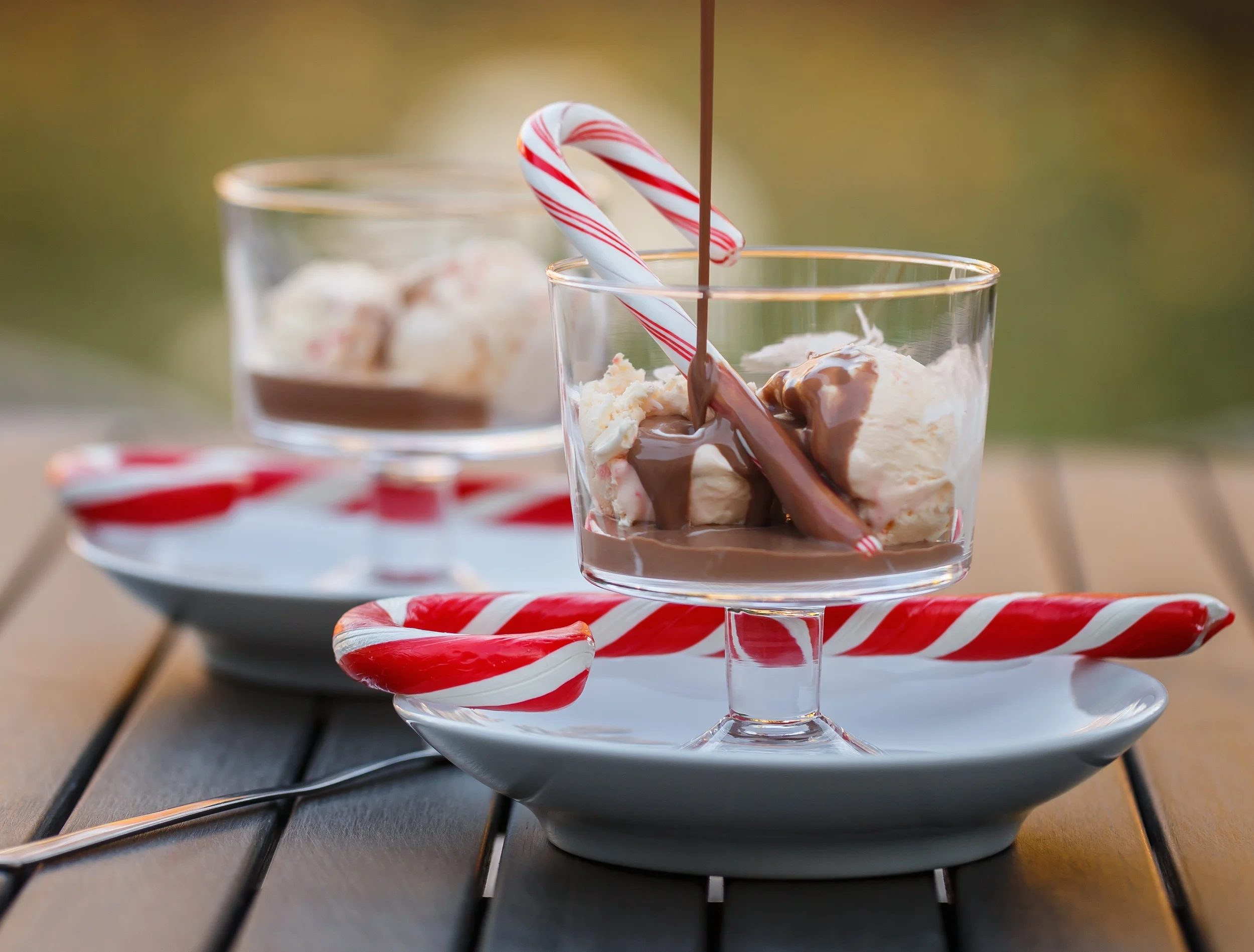 Peppermint Ice Cream and Hot Chocolate Affogato