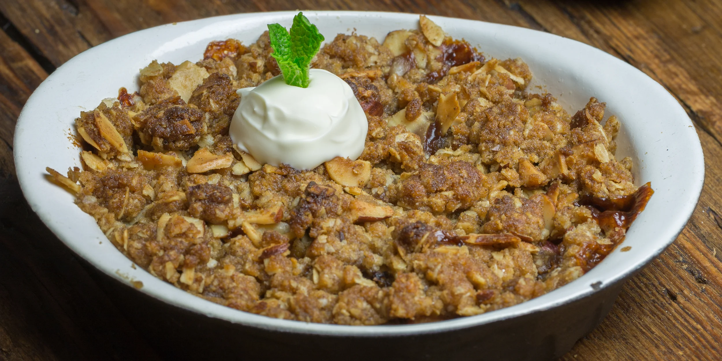 Rhubarb Crumble with Liquorice Marzipan